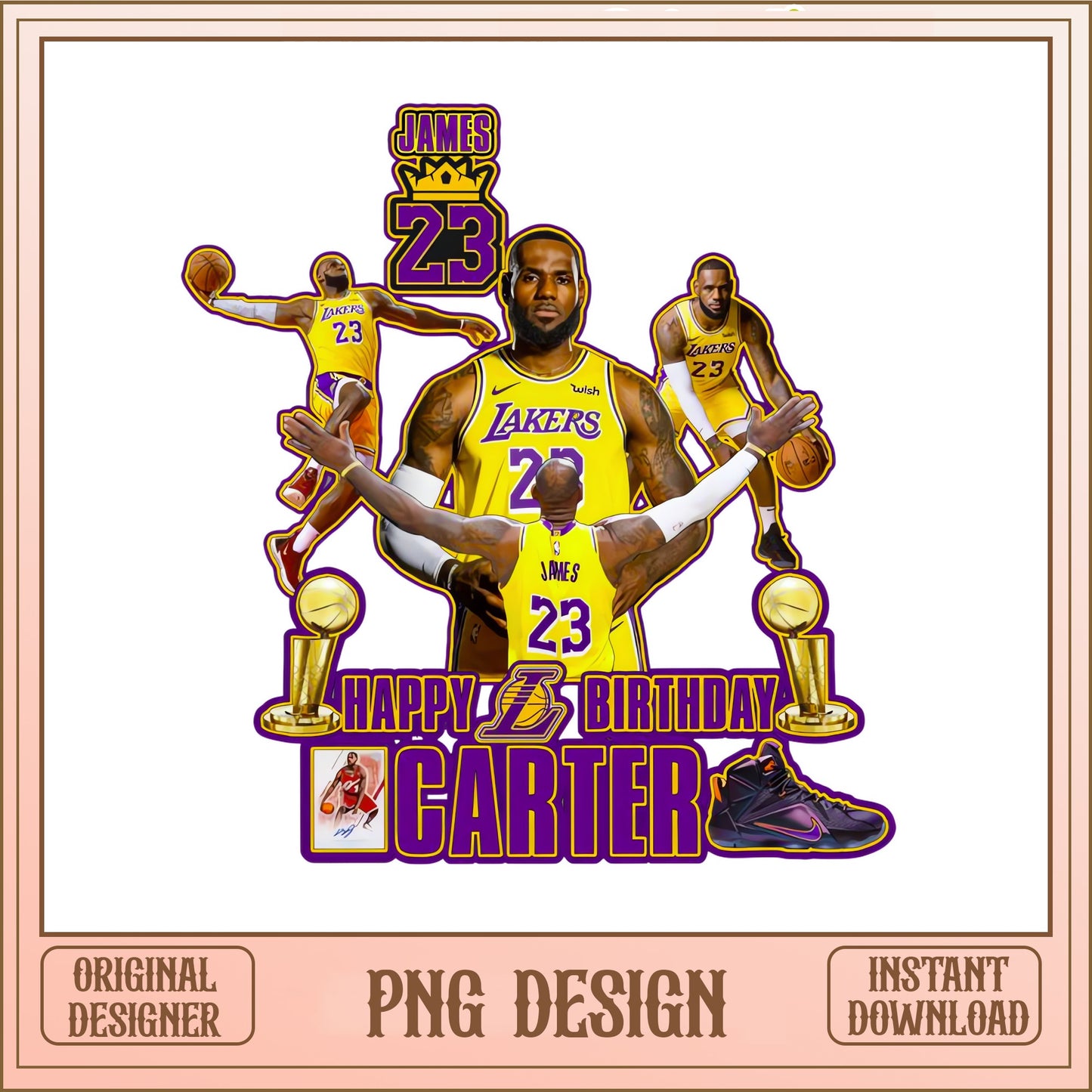 LeBron James Lakers Birthday PNG, Basketball Player PNG, NBA PNG