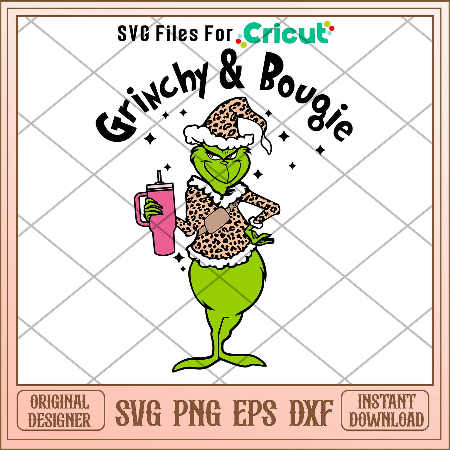 Leopard Grinchy and Bougie SVG, the grinch standing svg