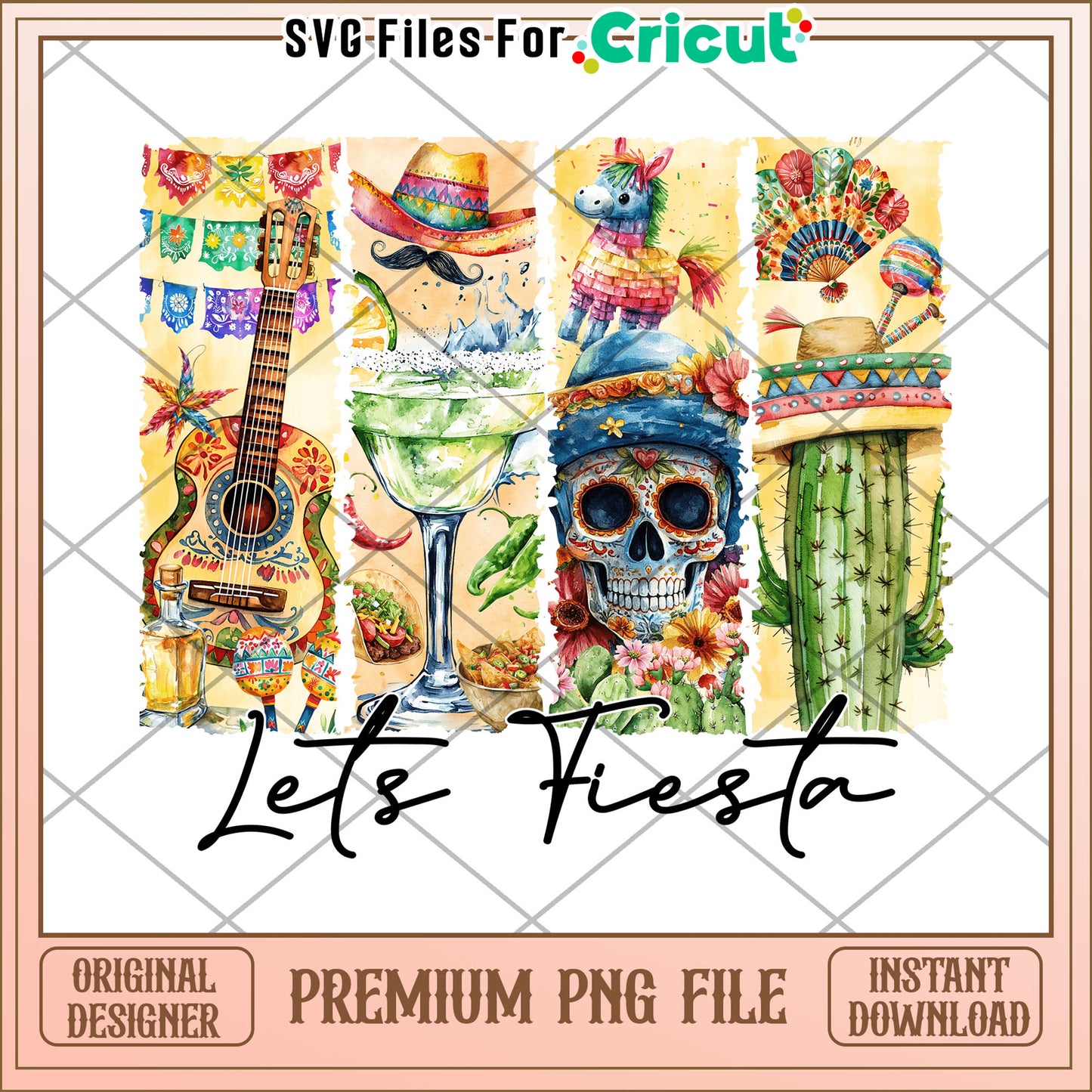 Lets Fiesta Watercolor PNG Sublimation