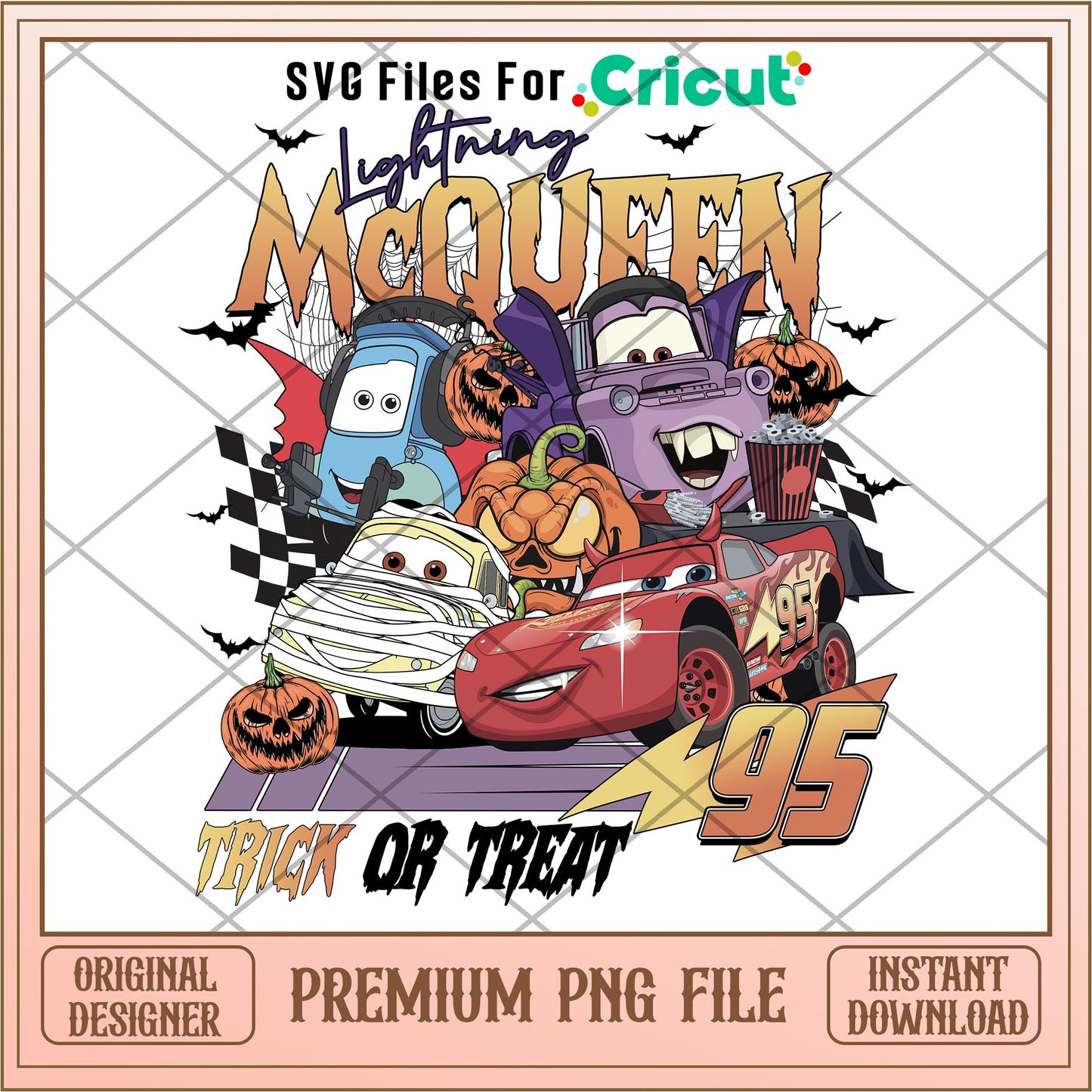 Lightning mcqueen trick or treat 95 png, cars png, digital download