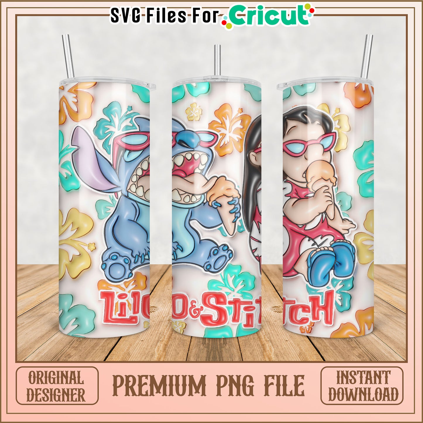Lilo & Stitch PNG Sublimation Tumbler