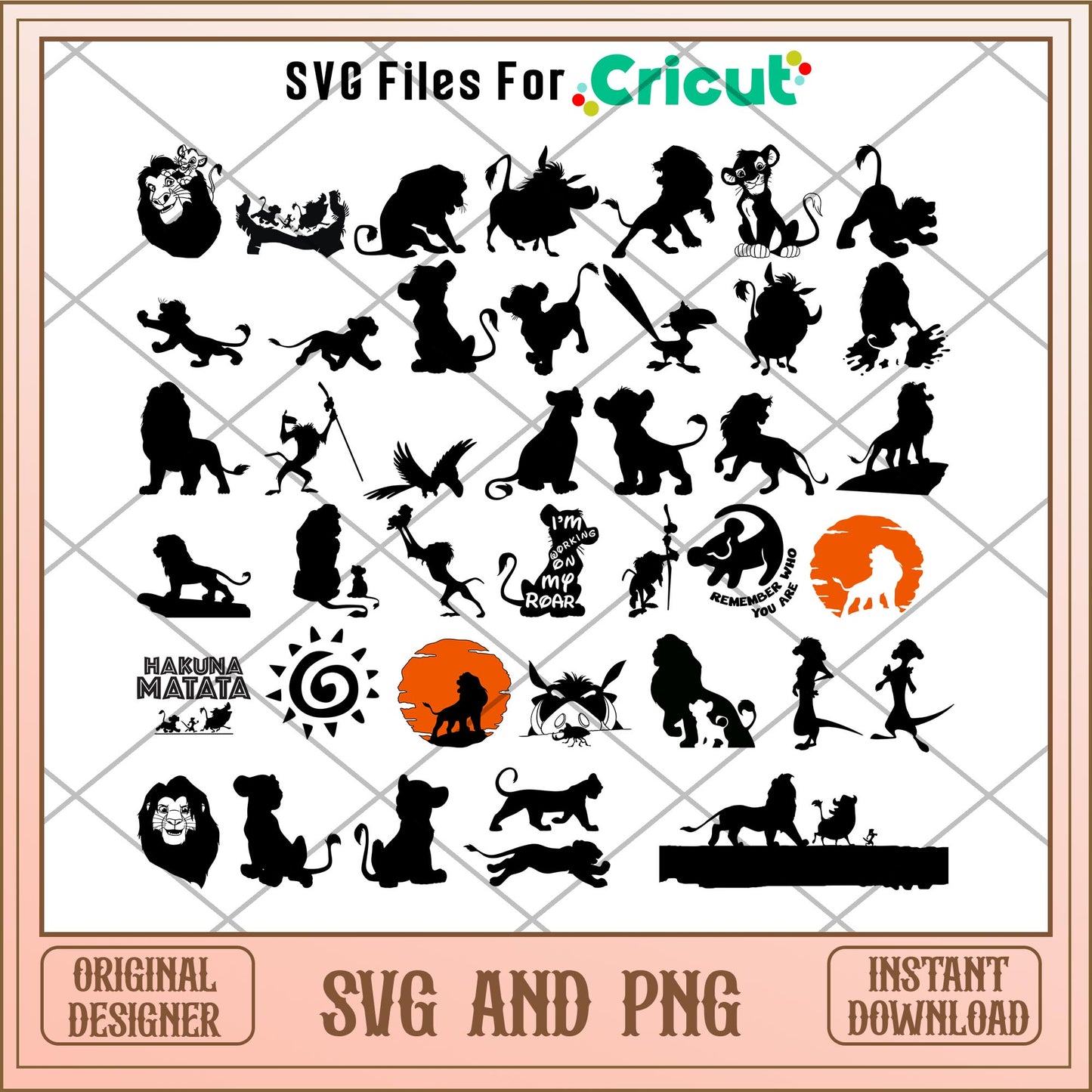 Lion King characters shadow SVG bundle