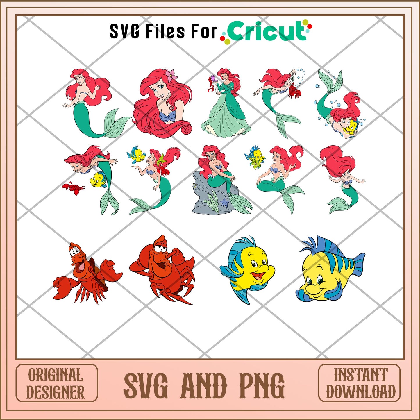 Little mermaid movie characters svg bundle