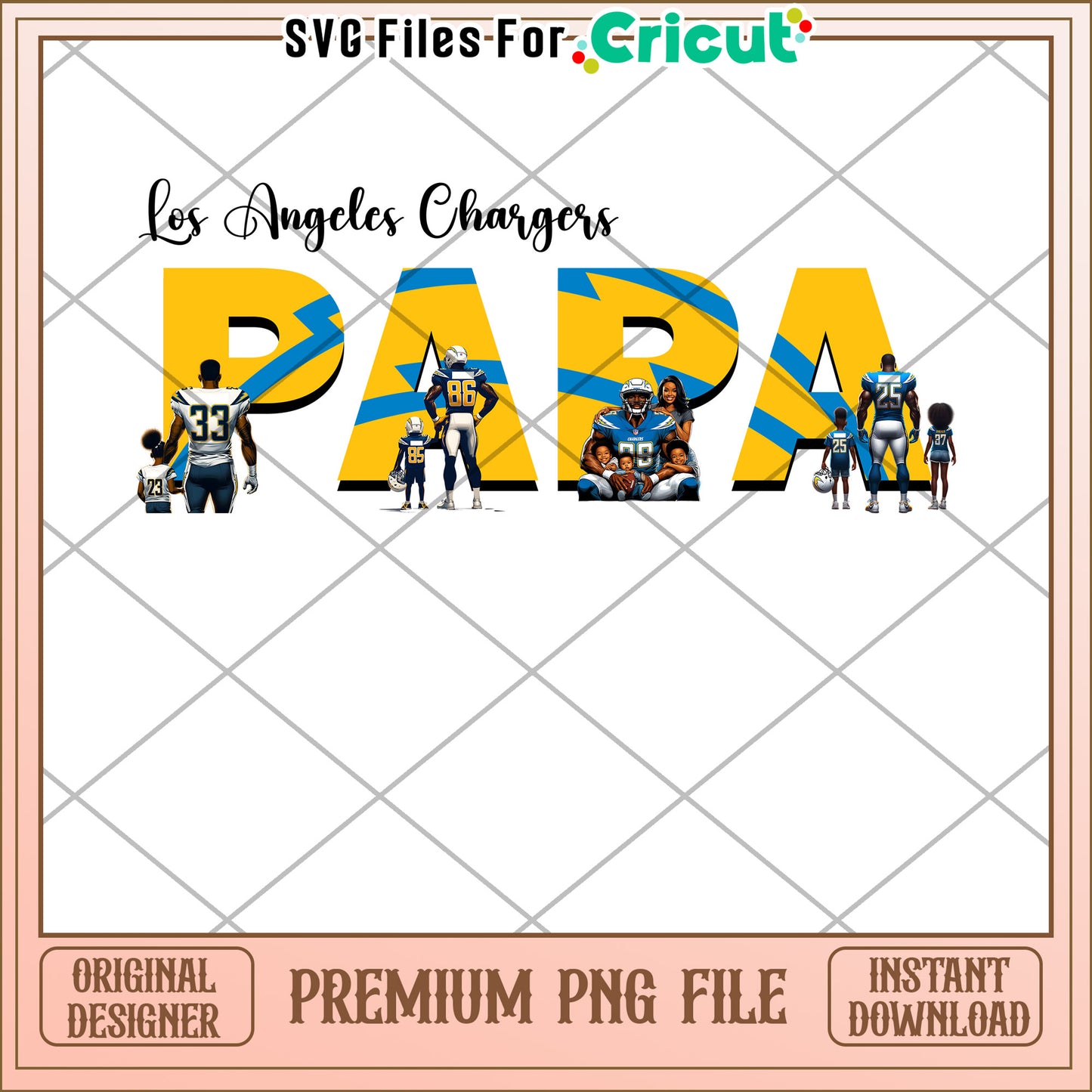 Los Angeles Chargers Papa PNG File, Instant Download for Crafts
