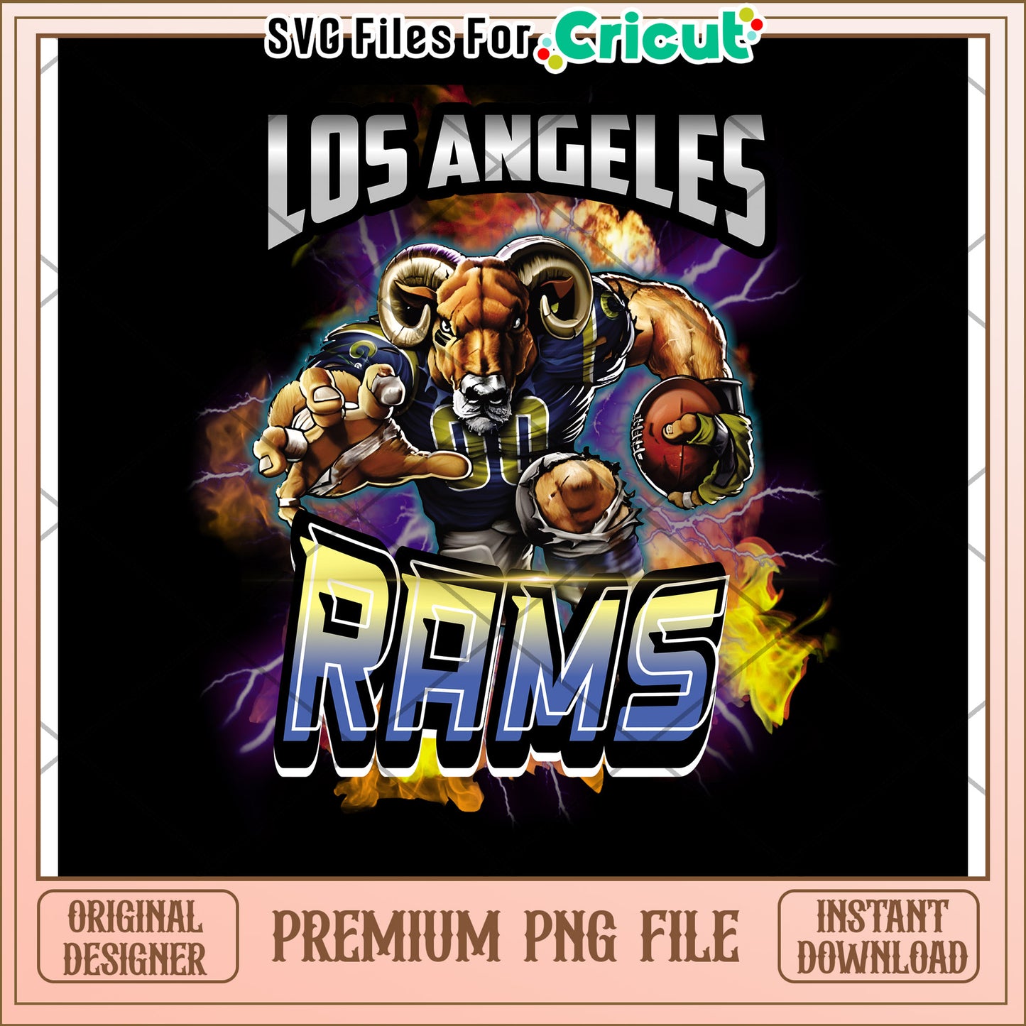 Los Angeles Rams graphic design for Cricut, premium PNG file download