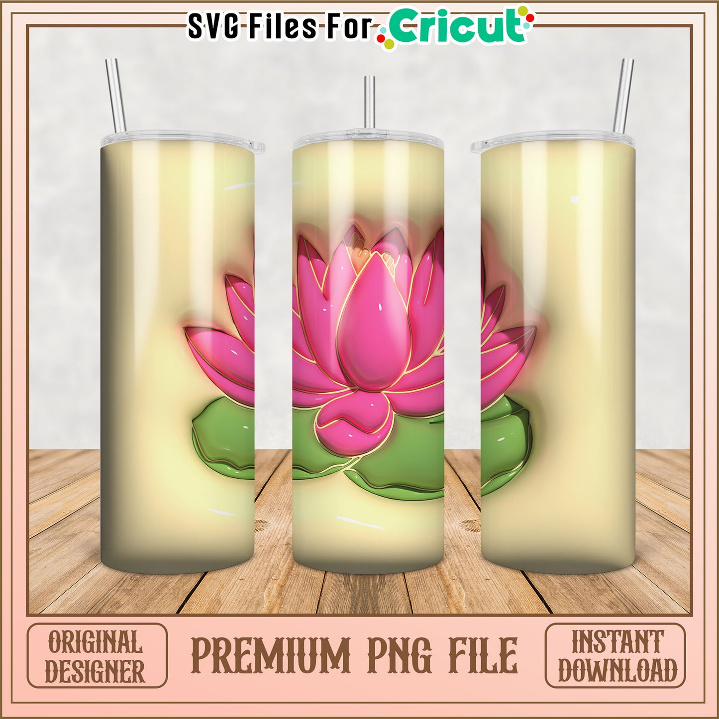 Lotus Flower Tumbler PNG Design