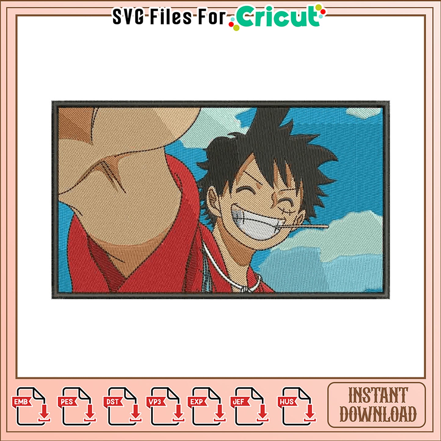 Luffy Embroidery Design Instant Download