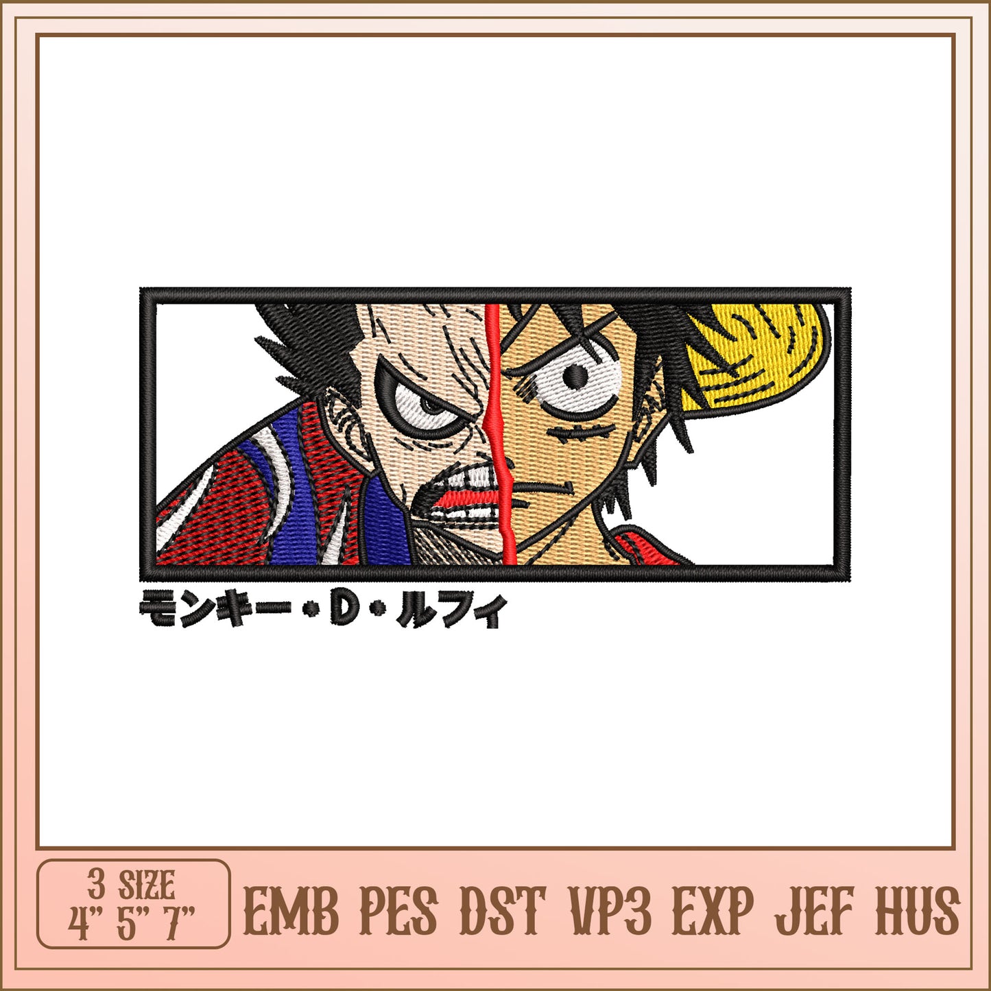 Luffy One Piece Embroidery Design