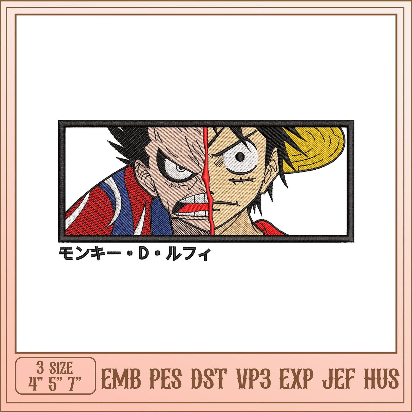 Luffy One Piece Embroidery Design