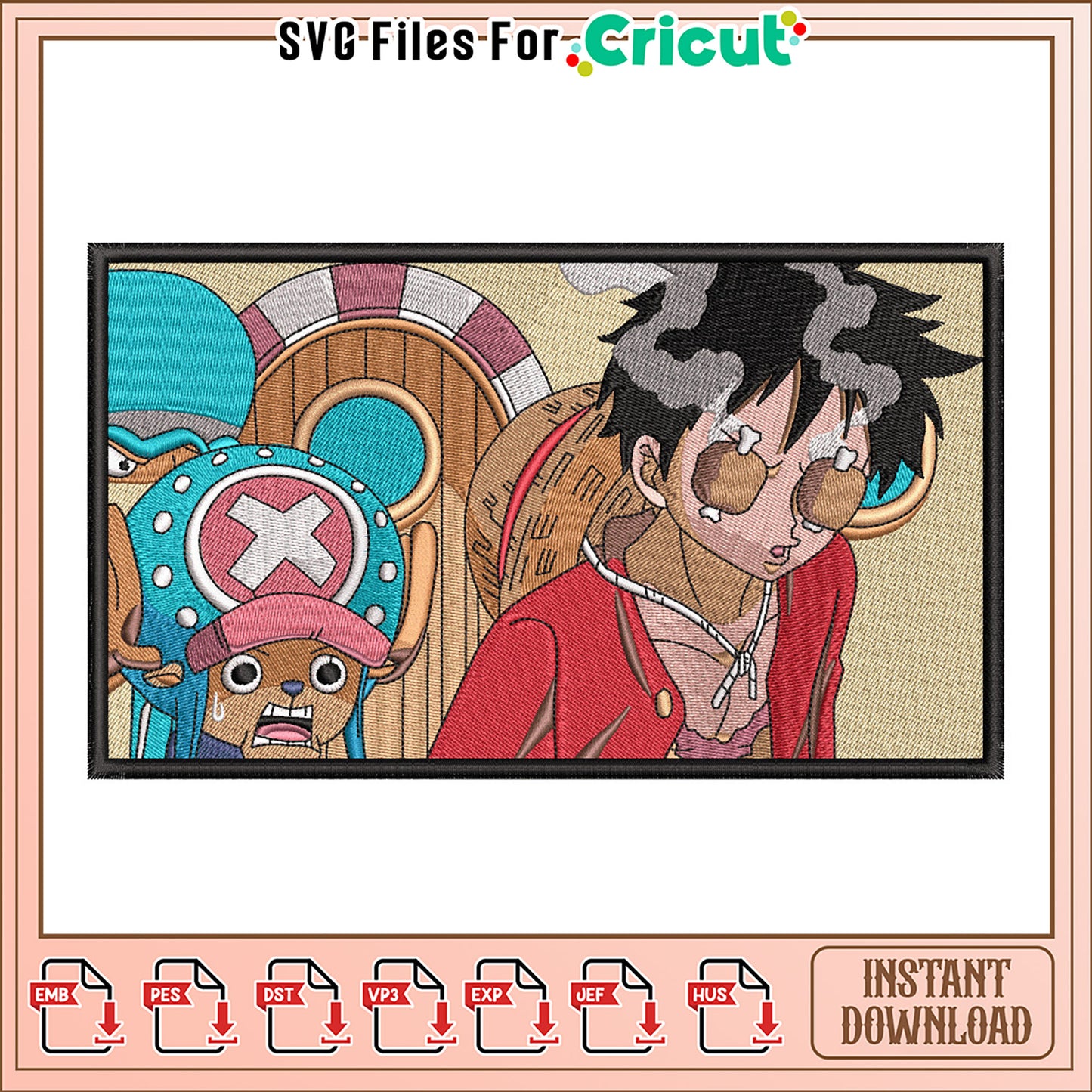 Luffy & Chopper One Piece Embroidery Design