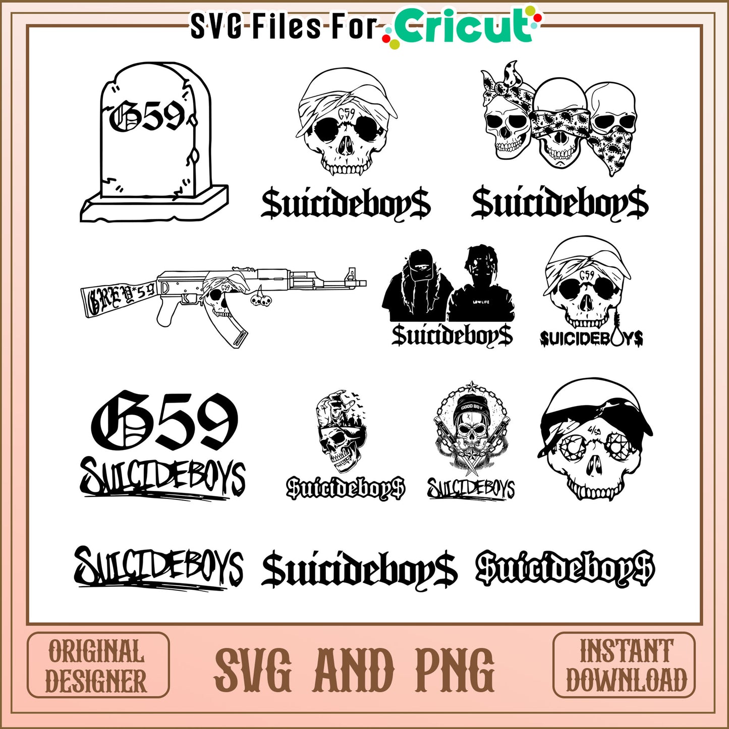 Suicide boys skull logo design bundle svg, suicide boys svg