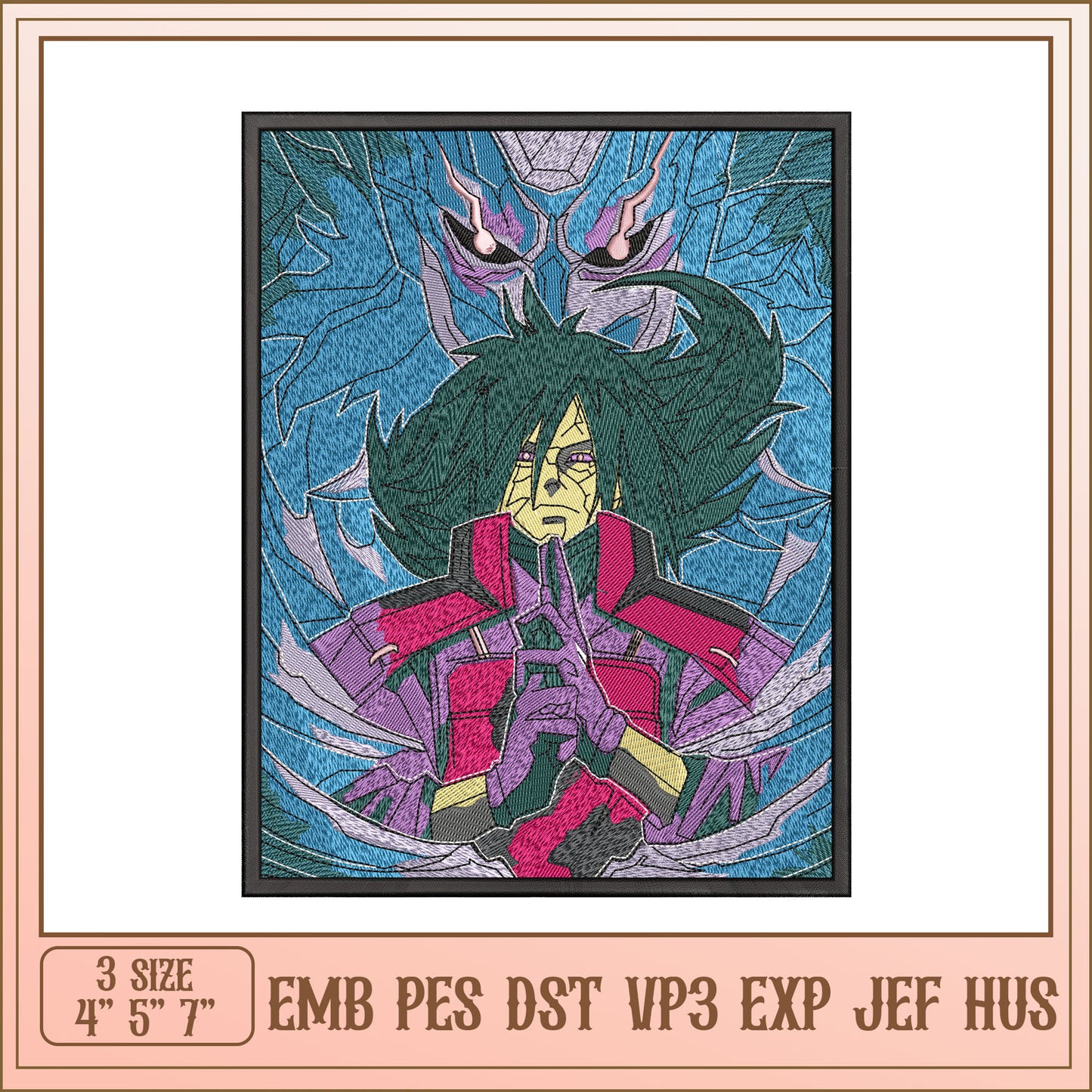 Madara Uchiha Embroidery Design - 3 Sizes
