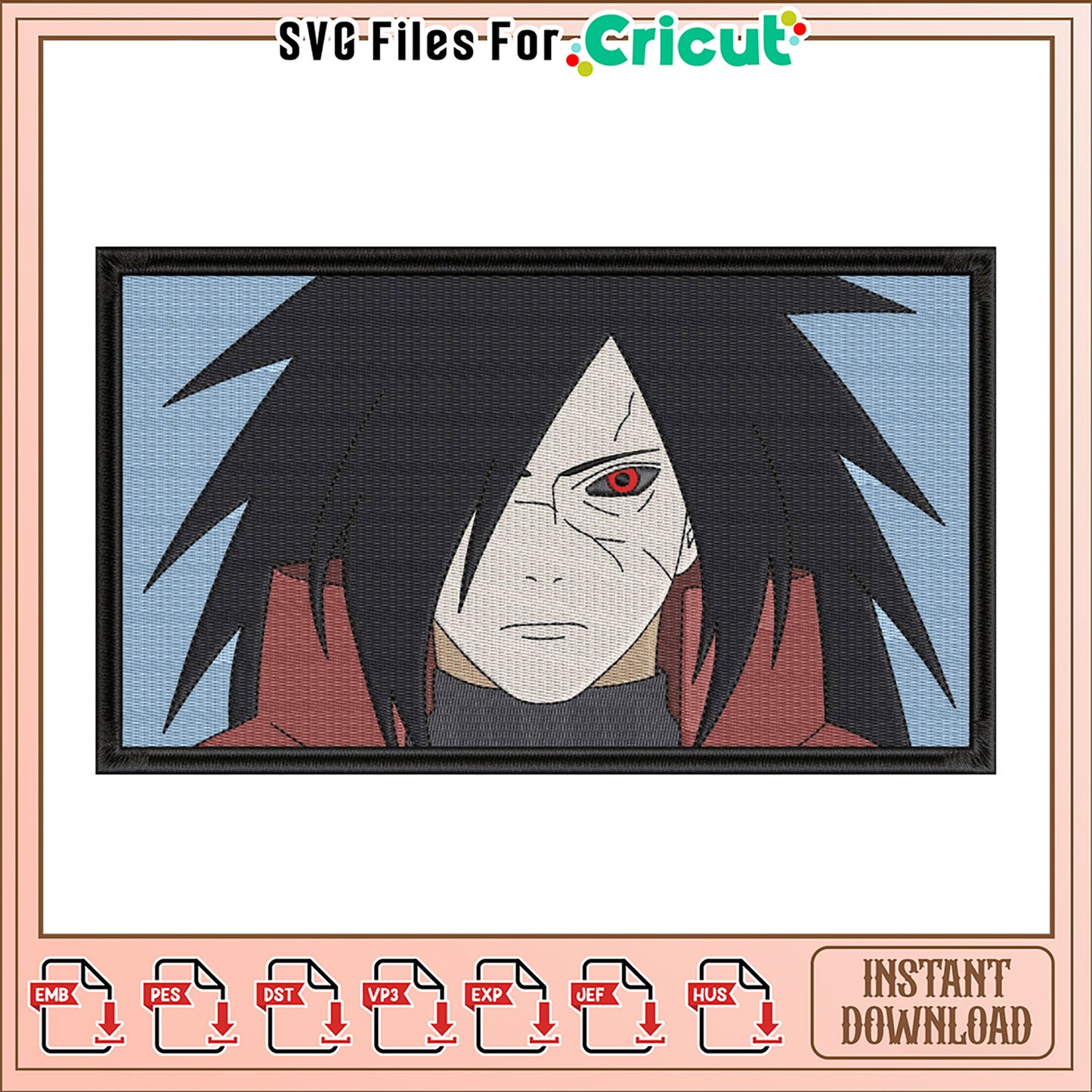 Madara Uchiha Embroidery Design for Craft Projects