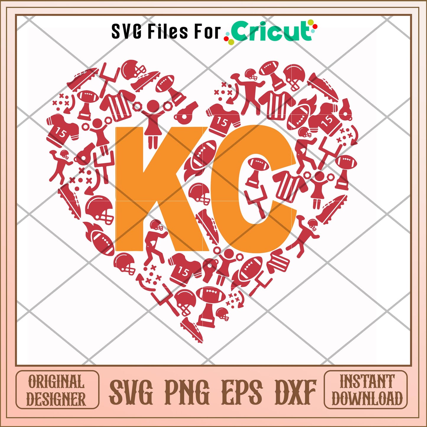 Mahomes KC logo heart shape svg, Mahomes svg, new nfl svg