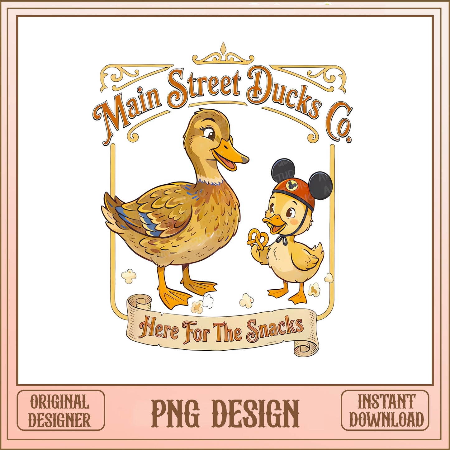 Main Street Ducks Co Here For The Snacks PNG, Disney PNG, Duck PNG