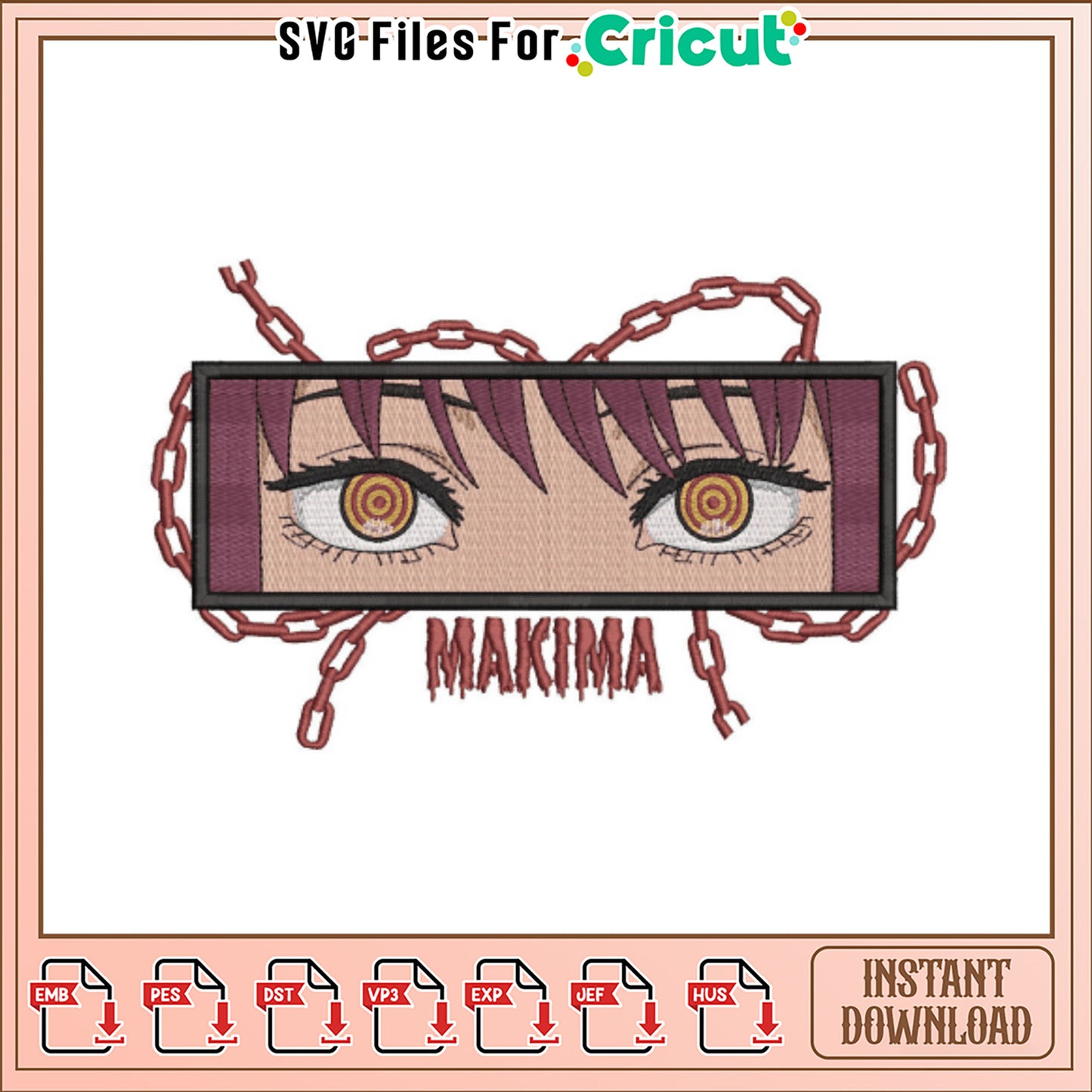 Makima Eyes Embroidery Design Instant Download