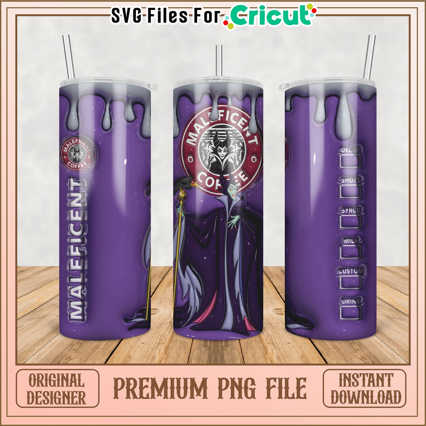 Maleficent Coffee Tumbler PNG Design