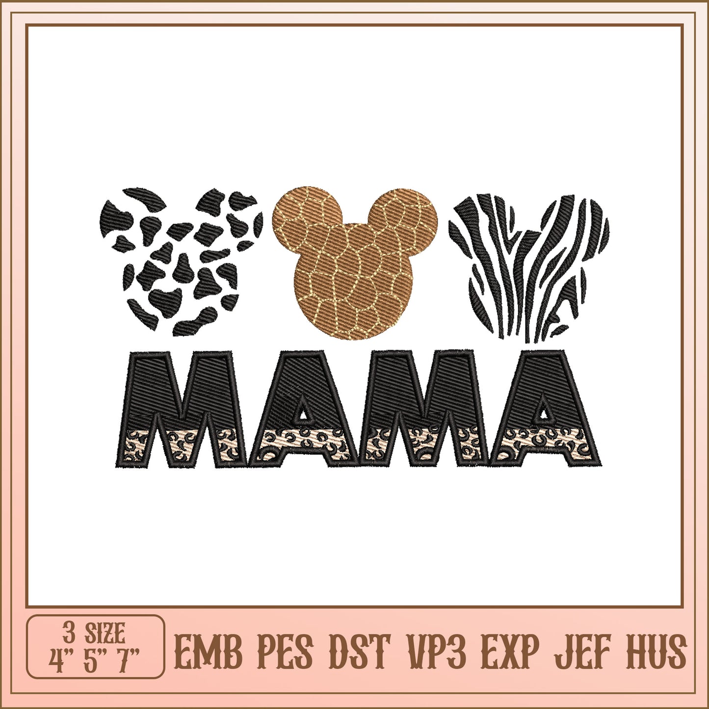Mama Animal Print Embroidery Design