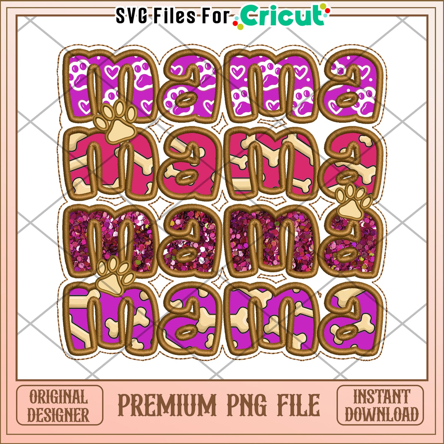 Mama Dog Paw Print PNG Design