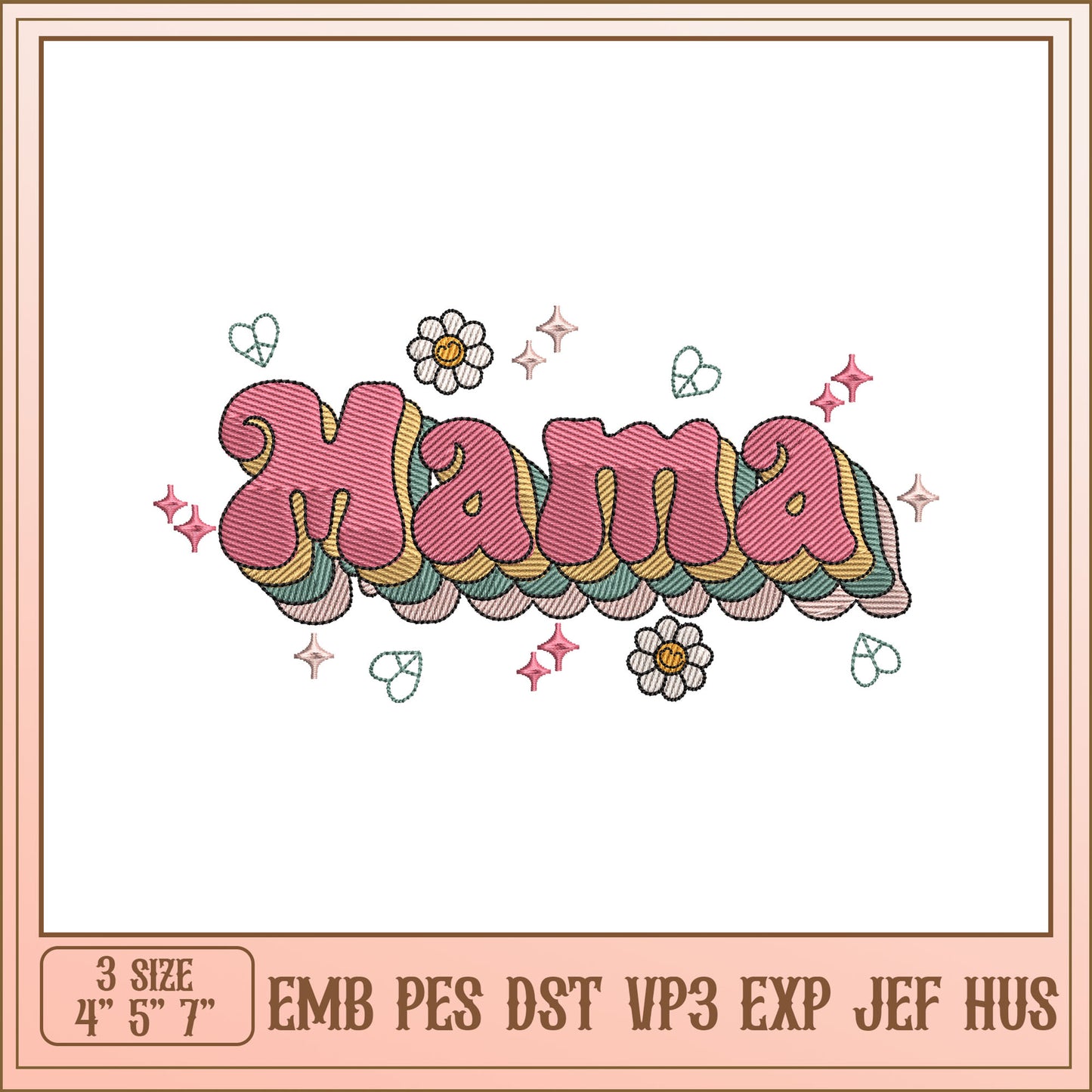 Mama Embroidery Design 3 Sizes