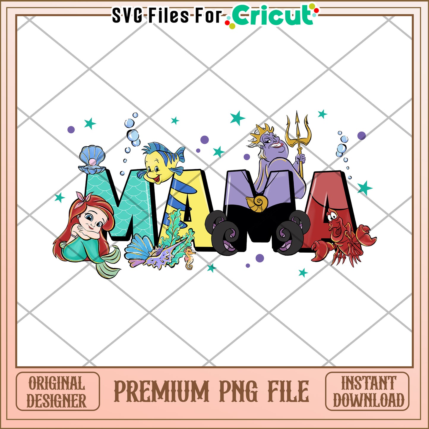 Mama Mermaid PNG Sublimation Design