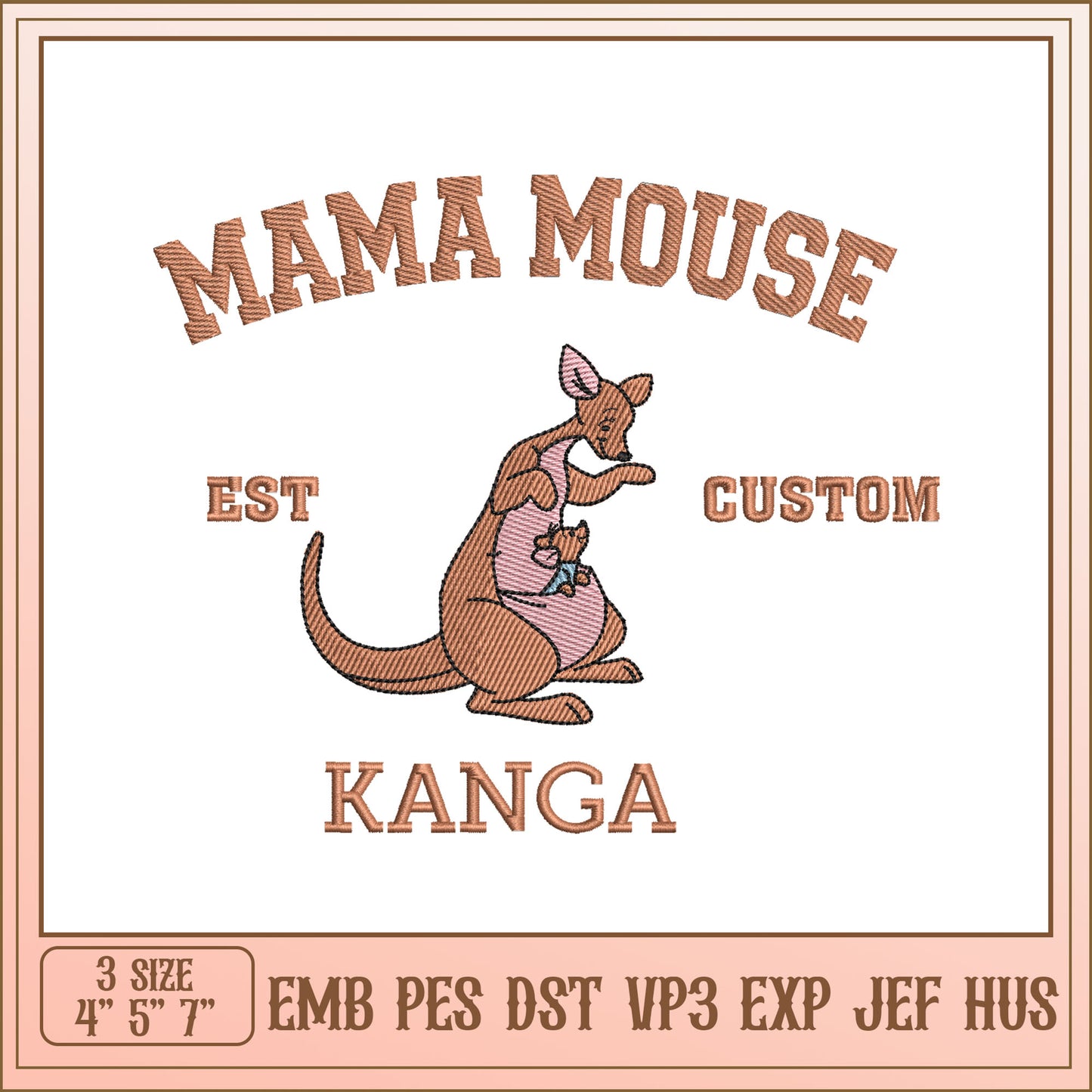 Mama Mouse Kanga Embroidery Design