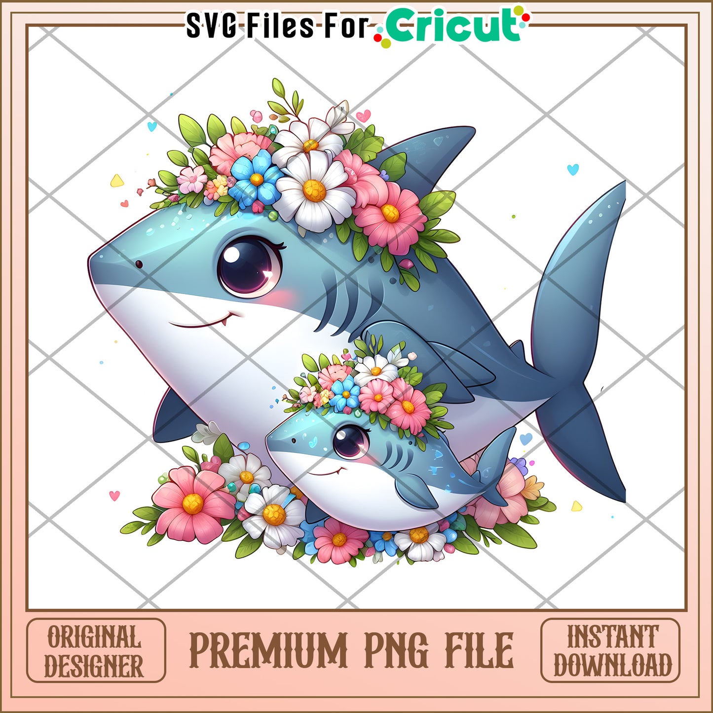 Mama Shark Floral PNG Cricut Design
