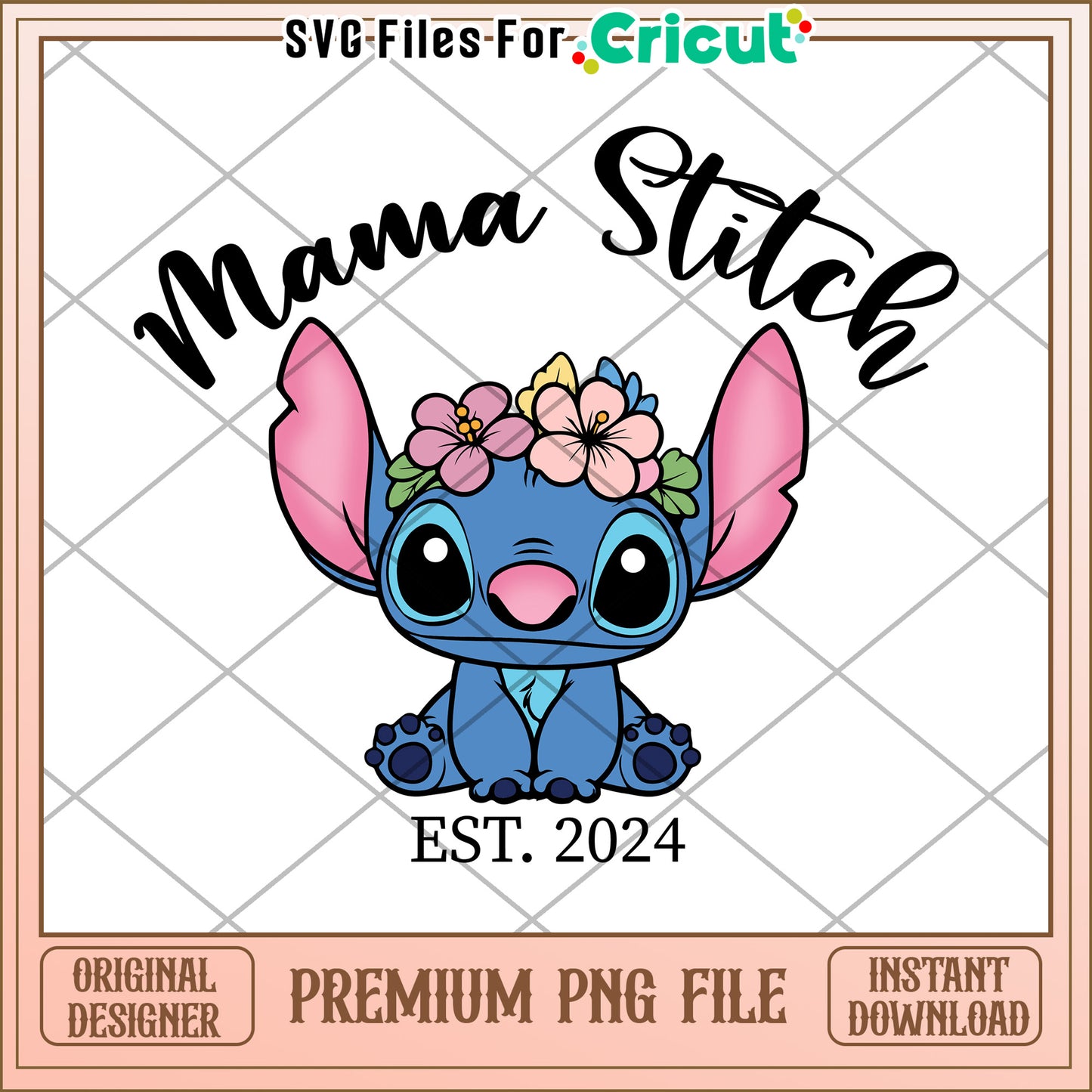 Mama Stitch PNG Floral Design 2024