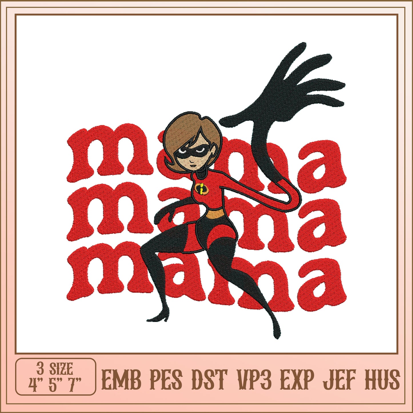 Mama Superhero Embroidery Design