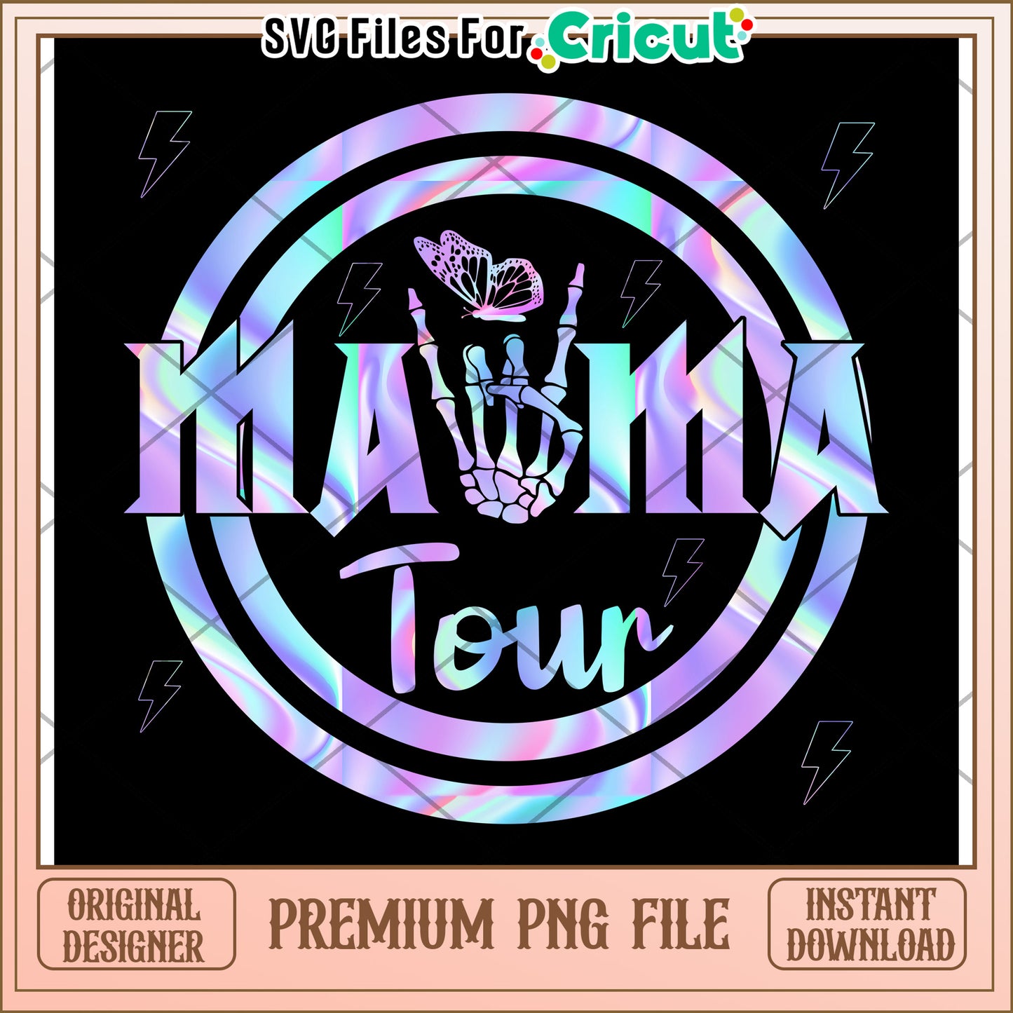 Mama Tour PNG Holographic Design