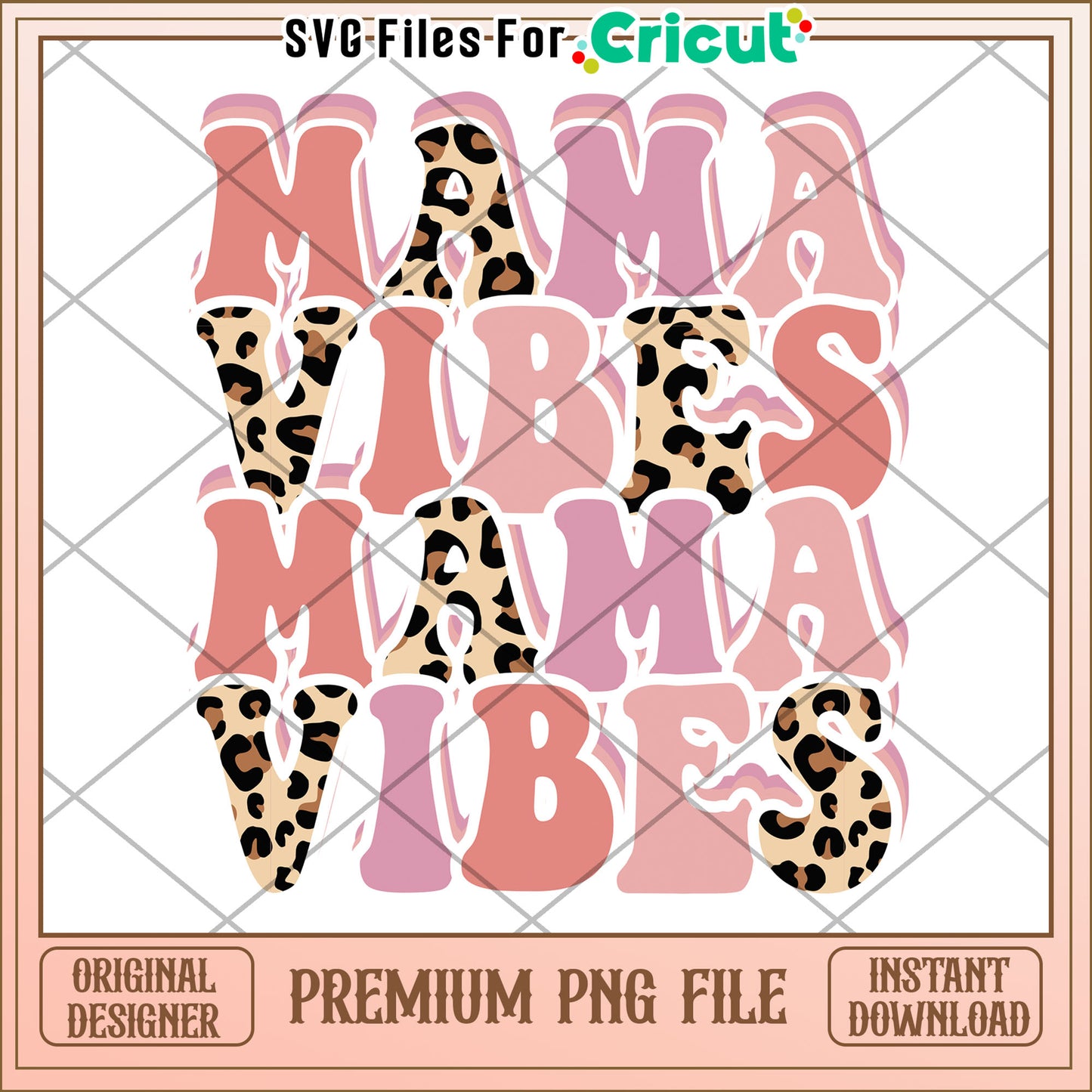 Mama Vibes Leopard Print PNG