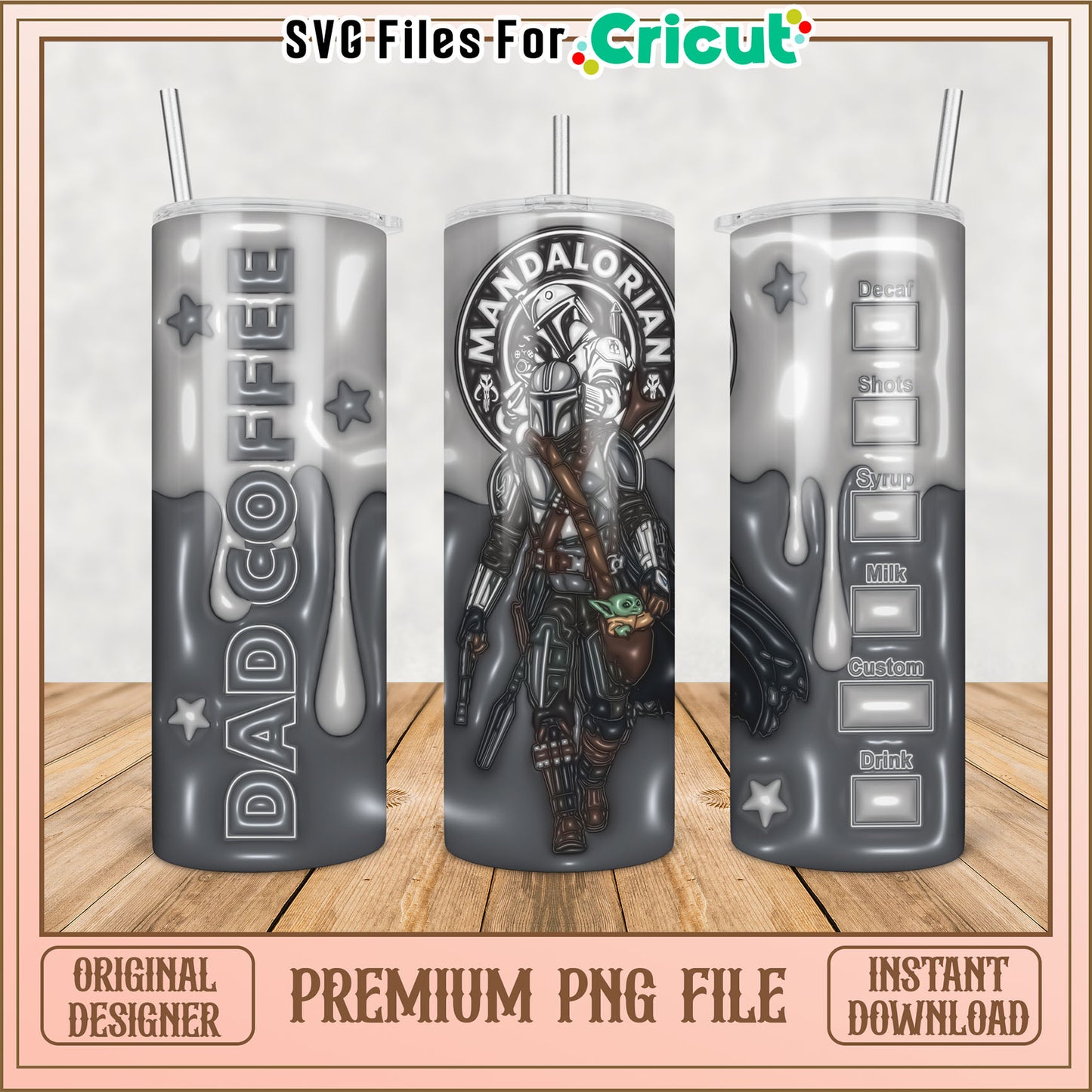 Mandalorian Tumbler PNG Design