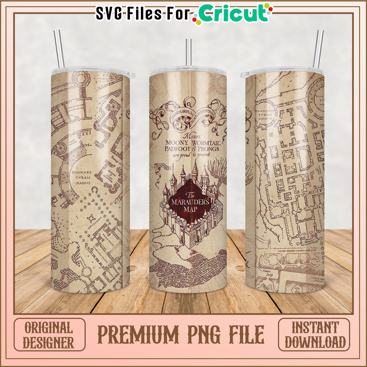Marauders Map Tumbler PNG Cricut