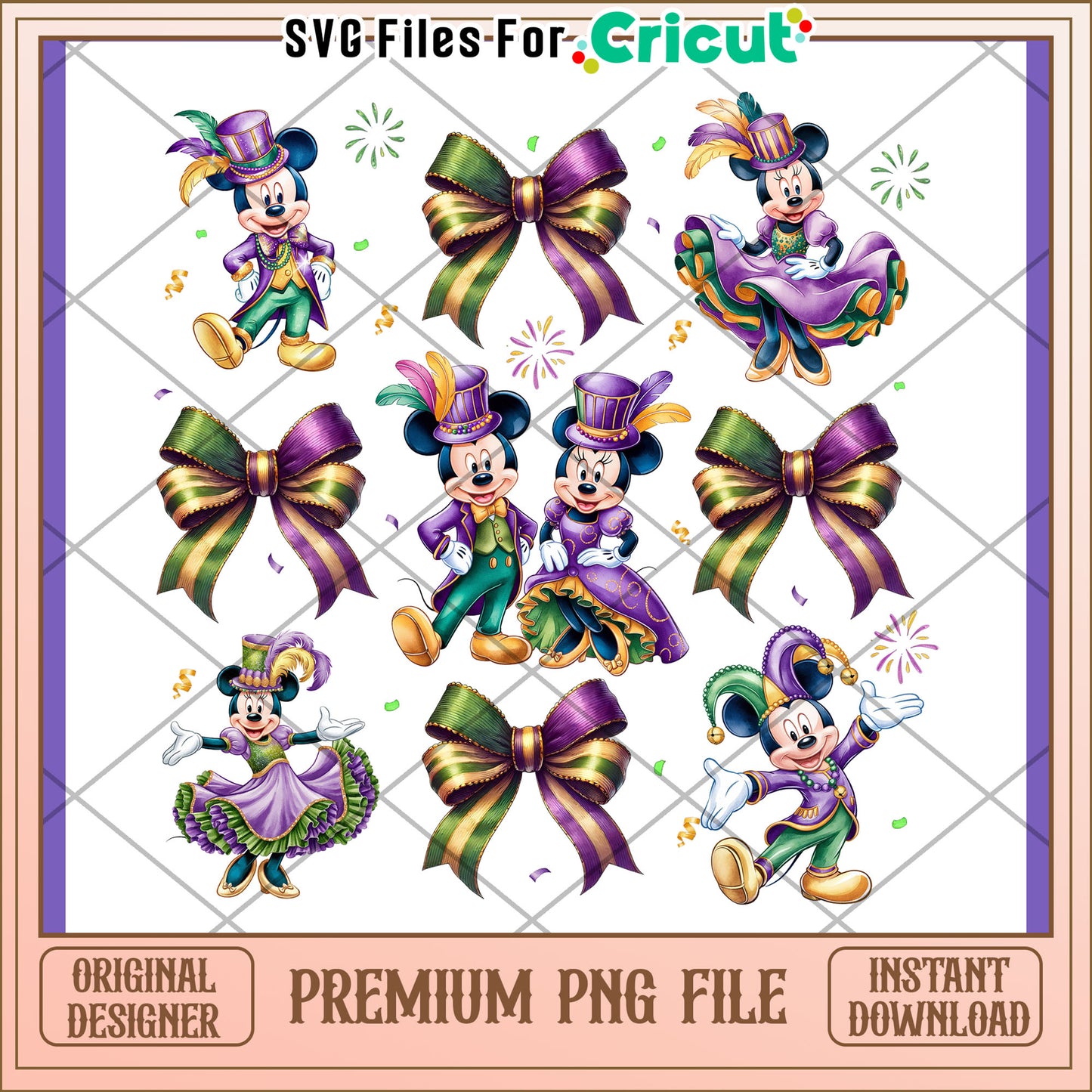 Mardi Gras Mickey Minnie PNG Images
