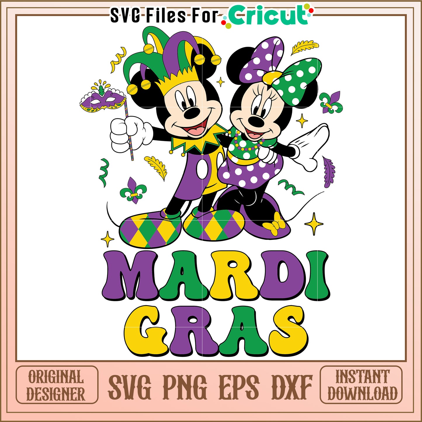Mardi Gras Mickey Minnie SVG Design
