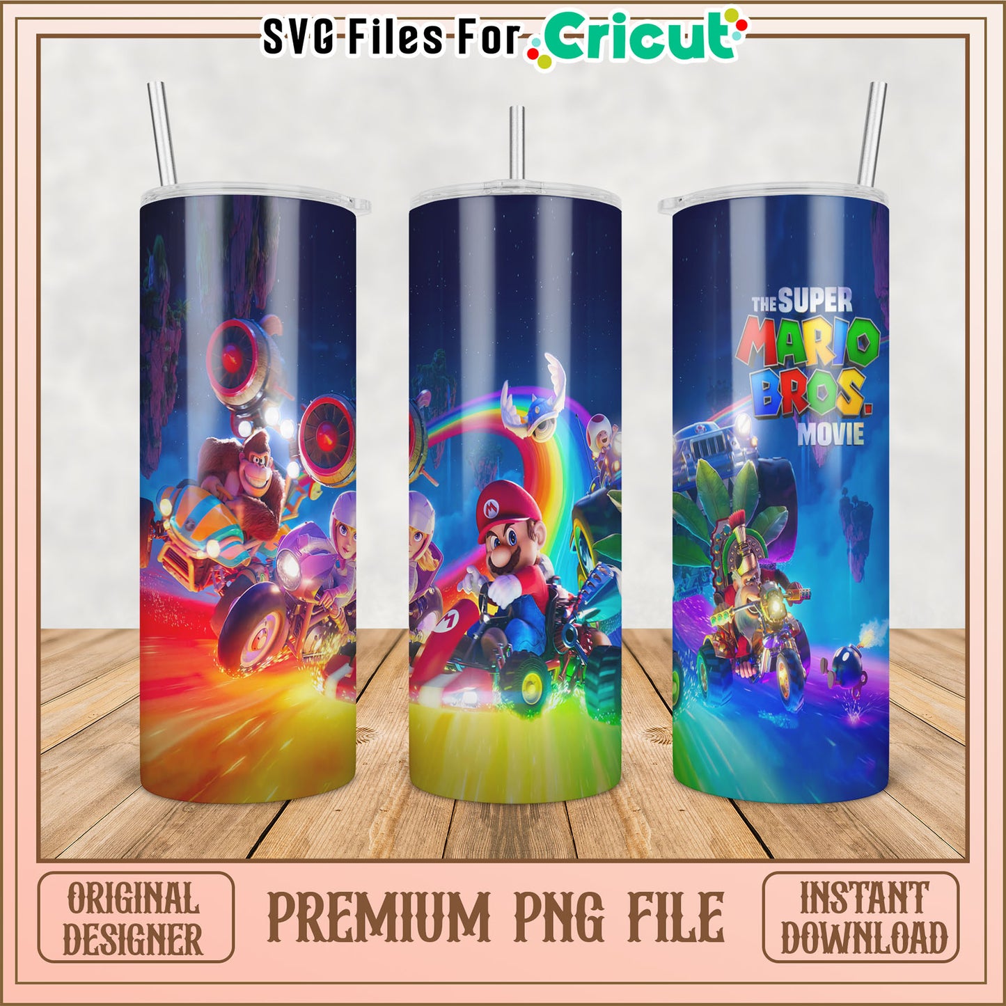 Mario Bros Movie Tumbler PNG Design