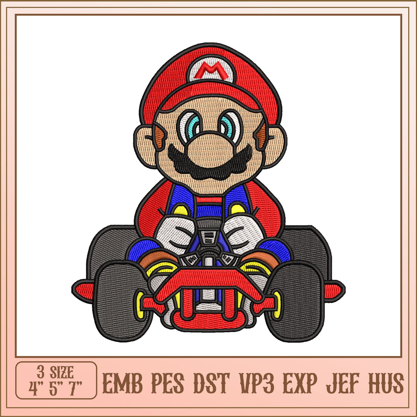 Mario Kart Embroidery Design