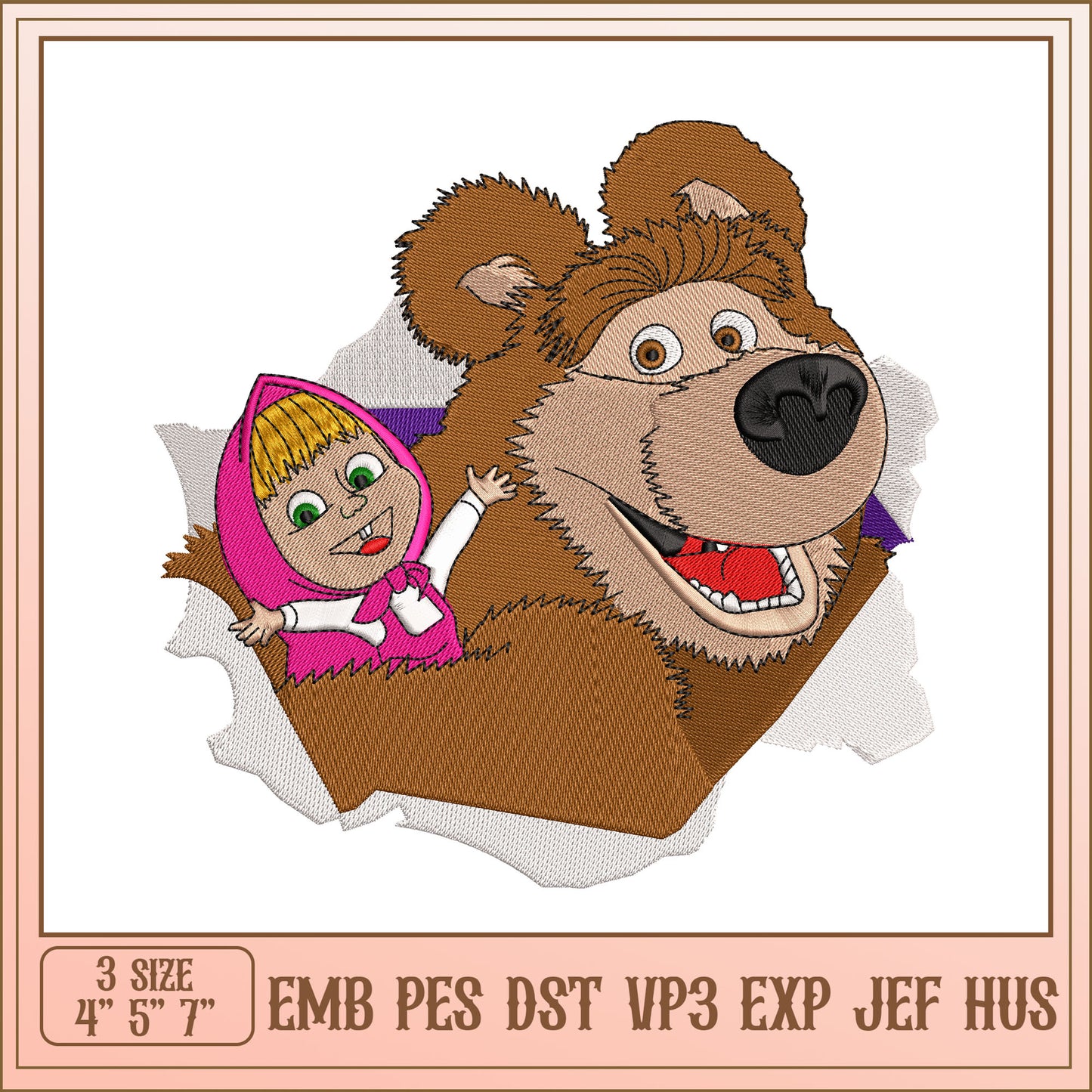 Masha and the Bear Embroidery Design