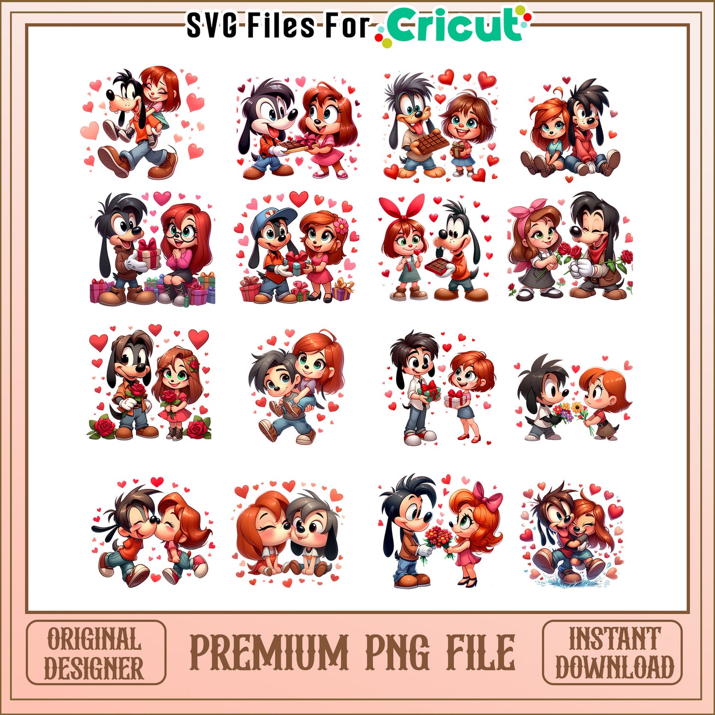 Max and roxanne baby valentine bundle png, max and roxanne goofy movie png