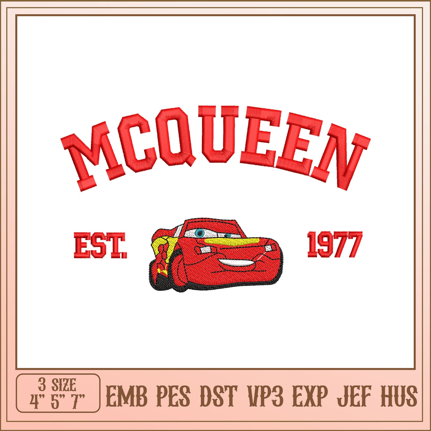 McQueen Lightning Car Embroidery Design