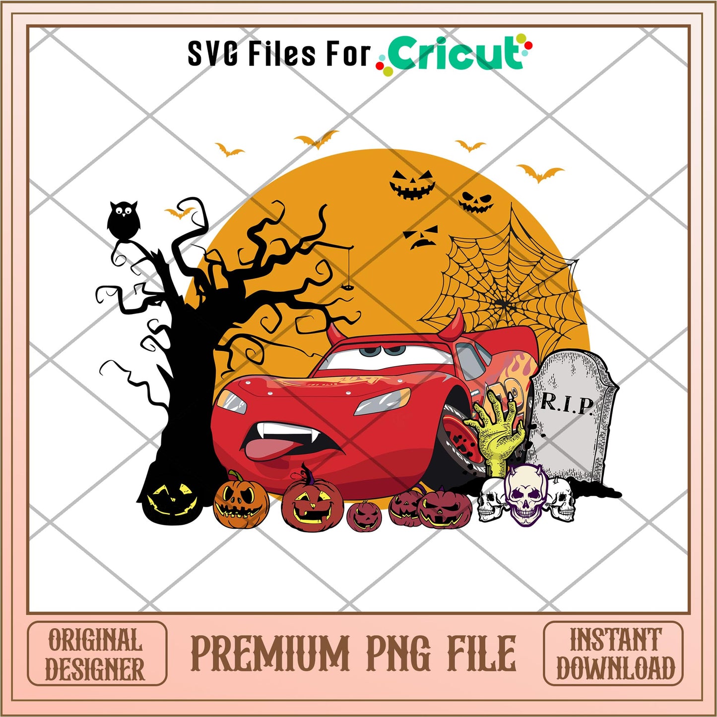 Mcqueen Halloween Cars rip png, car png, digital download