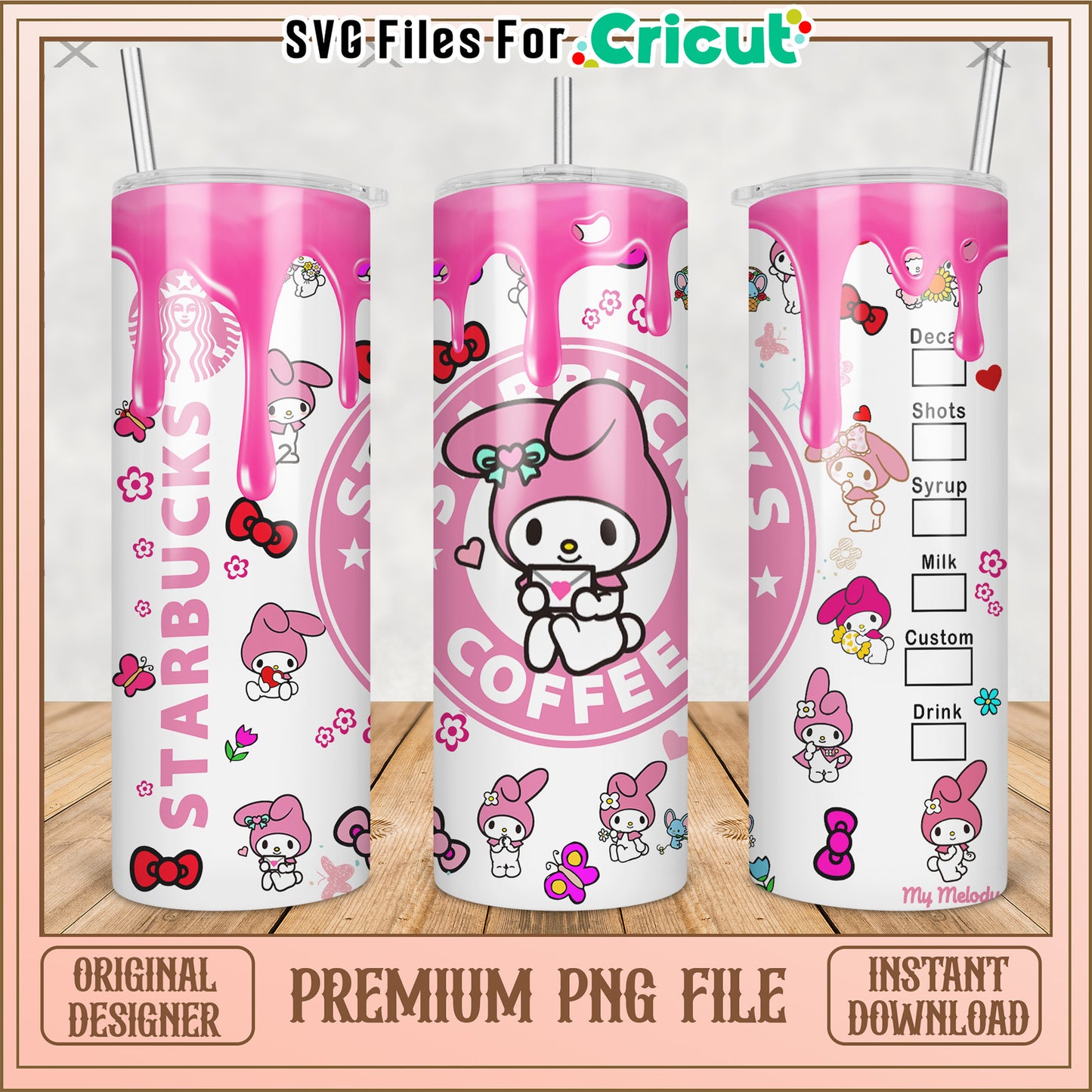 Melody pink tumbler png, lovely cartoon png, melody tumbler png