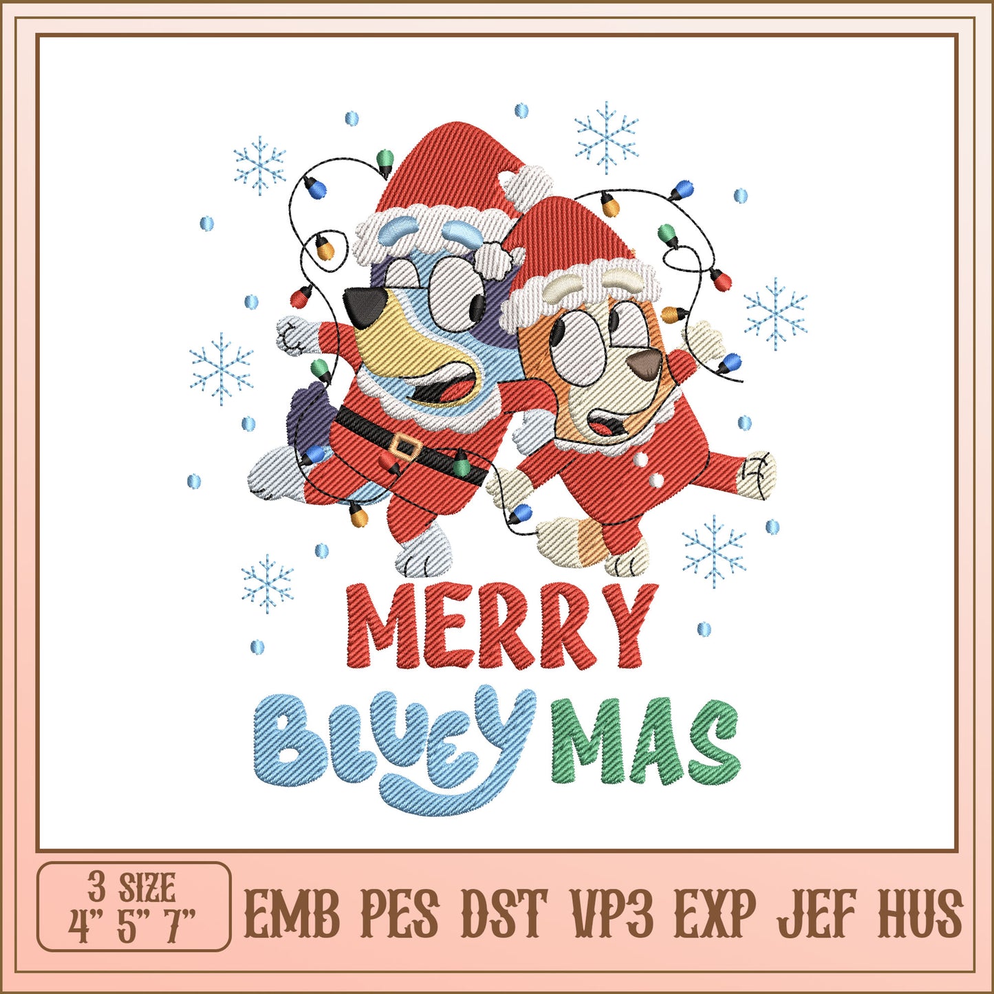 Merry Bluey Mas Christmas Embroidery Design for All Ages