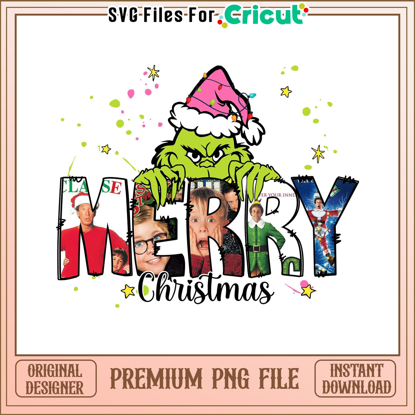 Merry Christmas Grinch Design, Perfect for Holiday Crafts and Decor