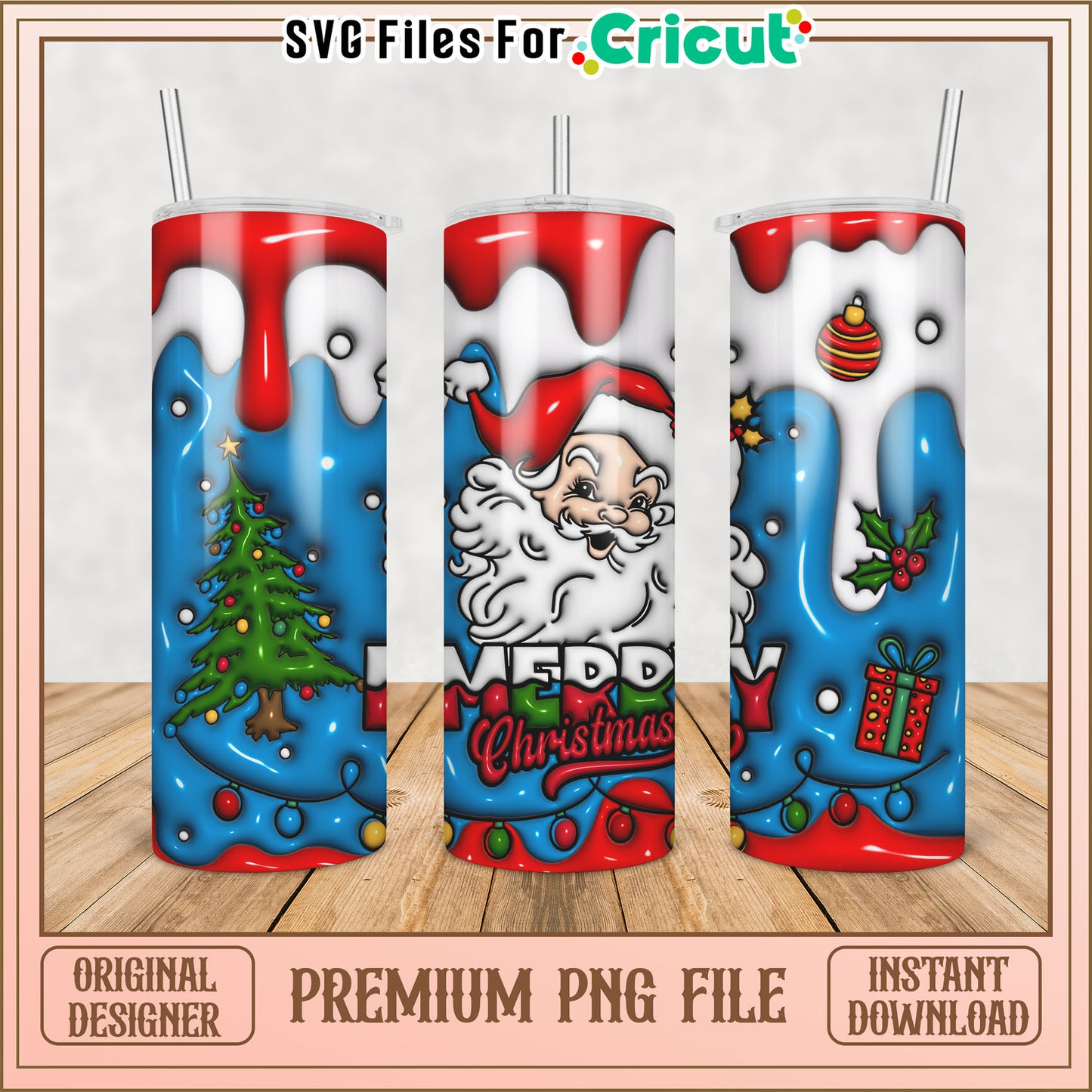 Merry Christmas PNG Tumbler Design