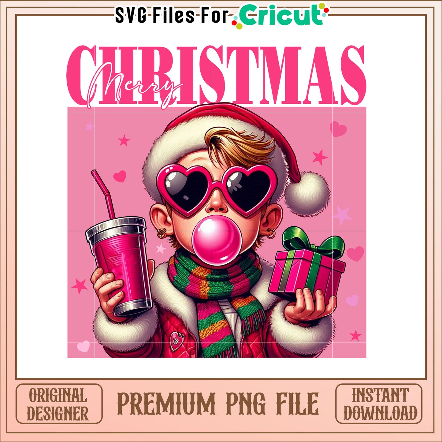 Merry Christmas Pink Cartoon PNG