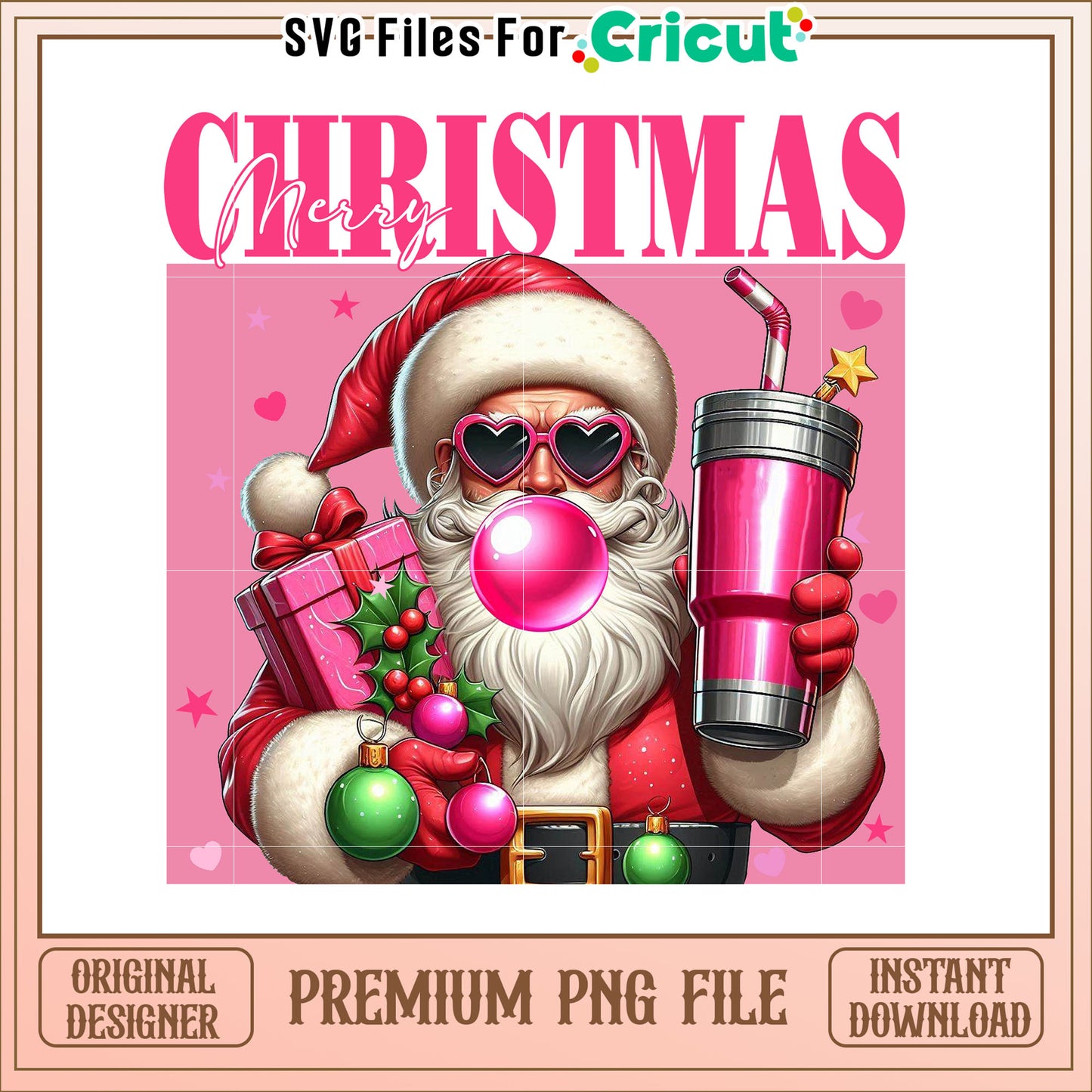 Merry Christmas Santa With Gifts and Fun Bubble PNG Image
