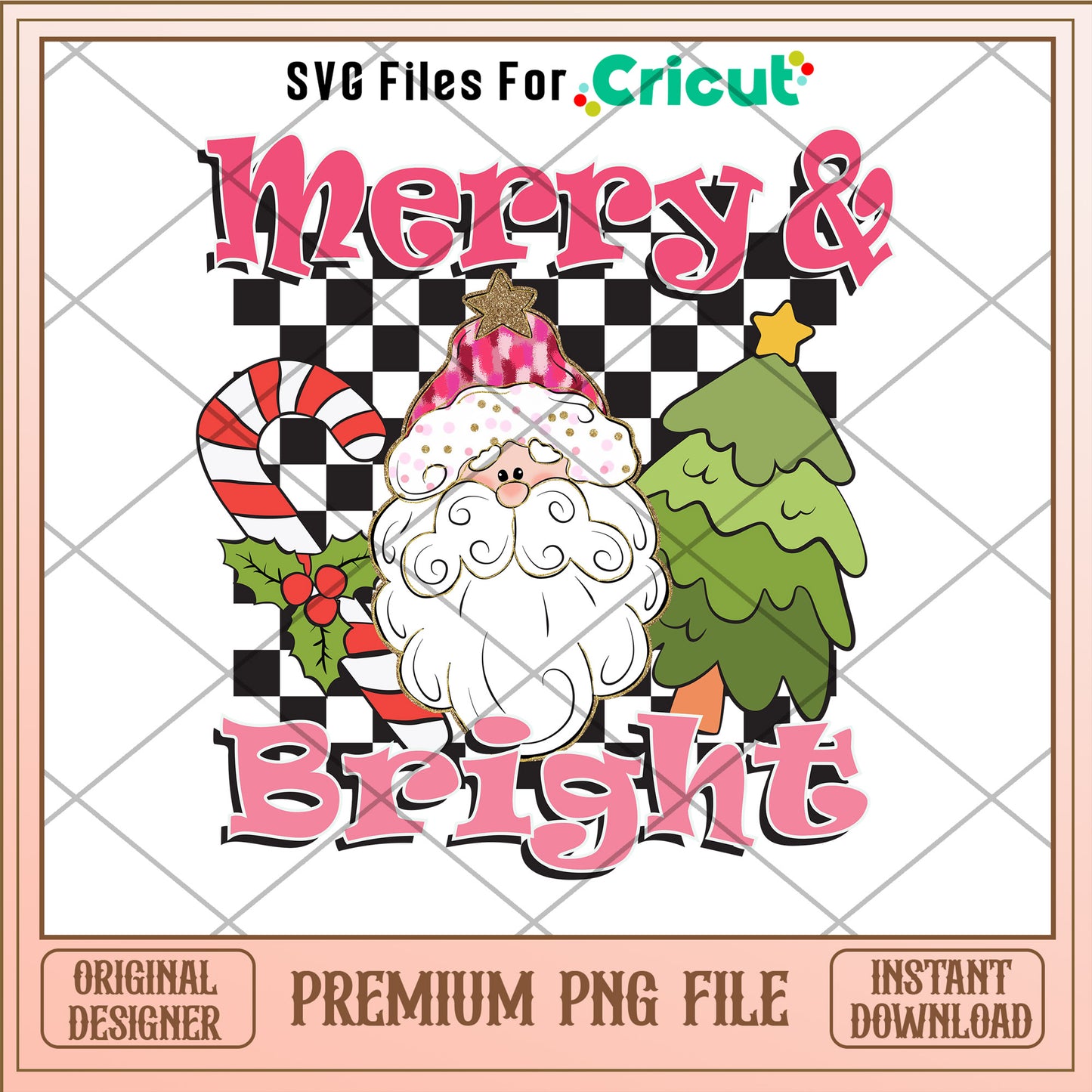 Merry & bright png, Santa claus and candycanes png, christmas png