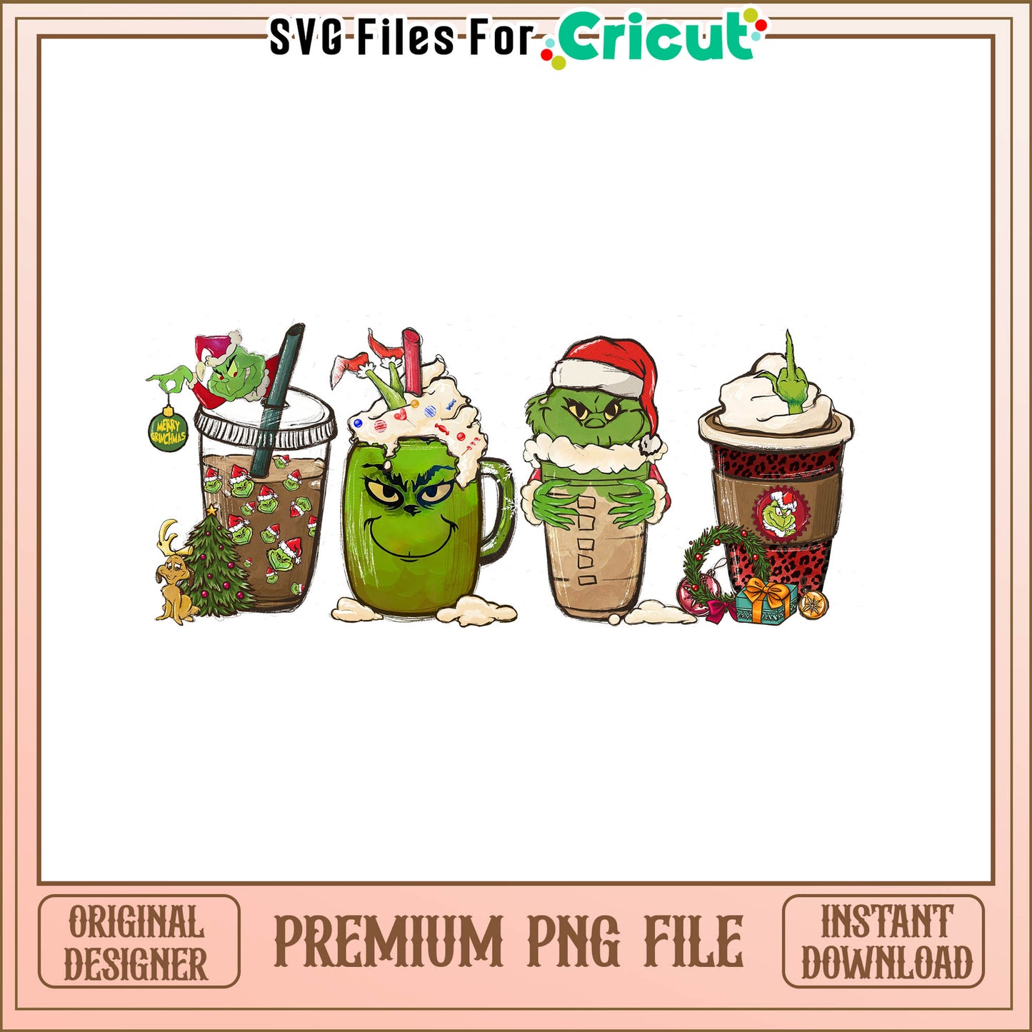 Merry christmas grinch cup png, grinch christmas decorations png