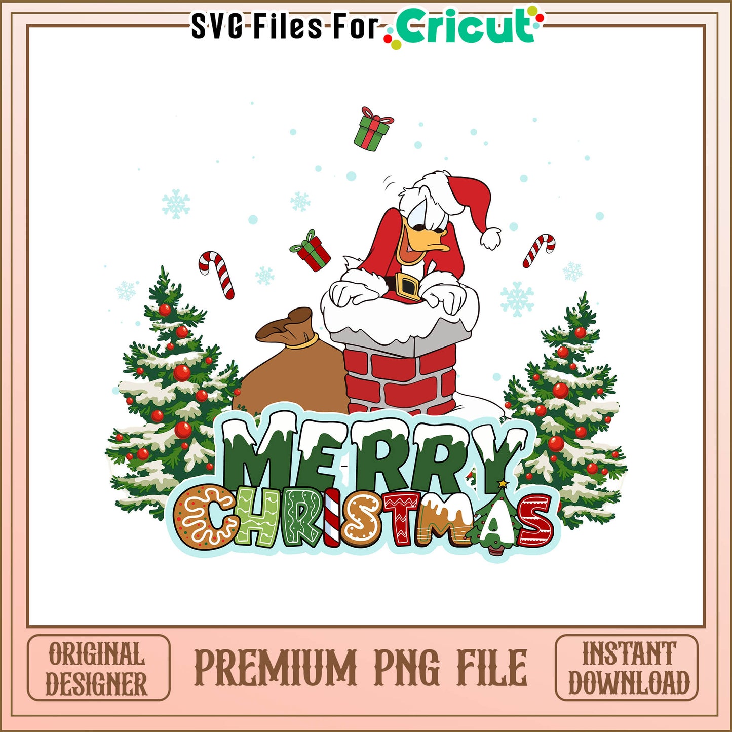 Merry christmas donald duck chimney png, best donald duck cartoon png